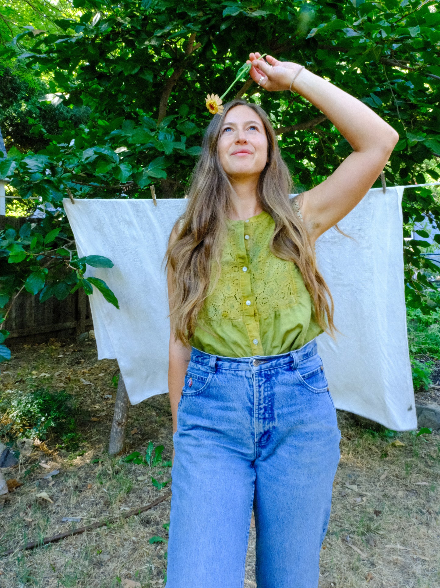 Indigo & Marigold Cotton/Linen Blend Blouse