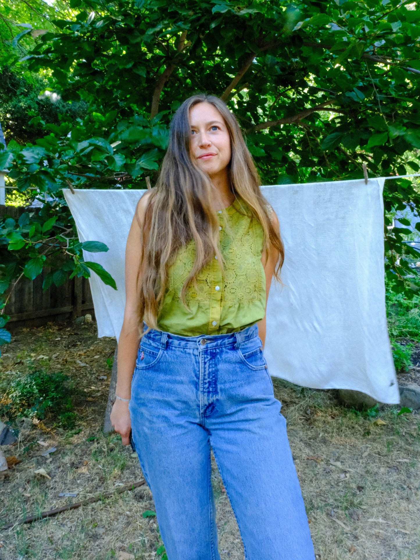 Indigo & Marigold Cotton/Linen Blend Blouse