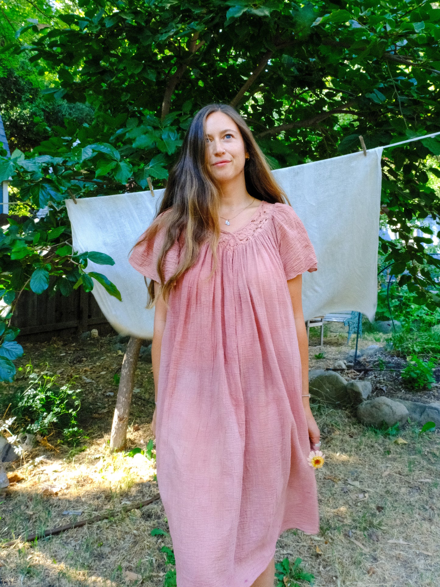 Cutch & Lac Cotton Gauze Butterfly Sleeve Dress