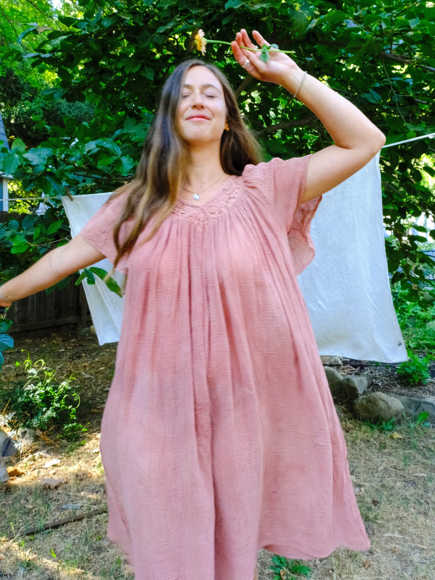 Cutch & Lac Cotton Gauze Butterfly Sleeve Dress