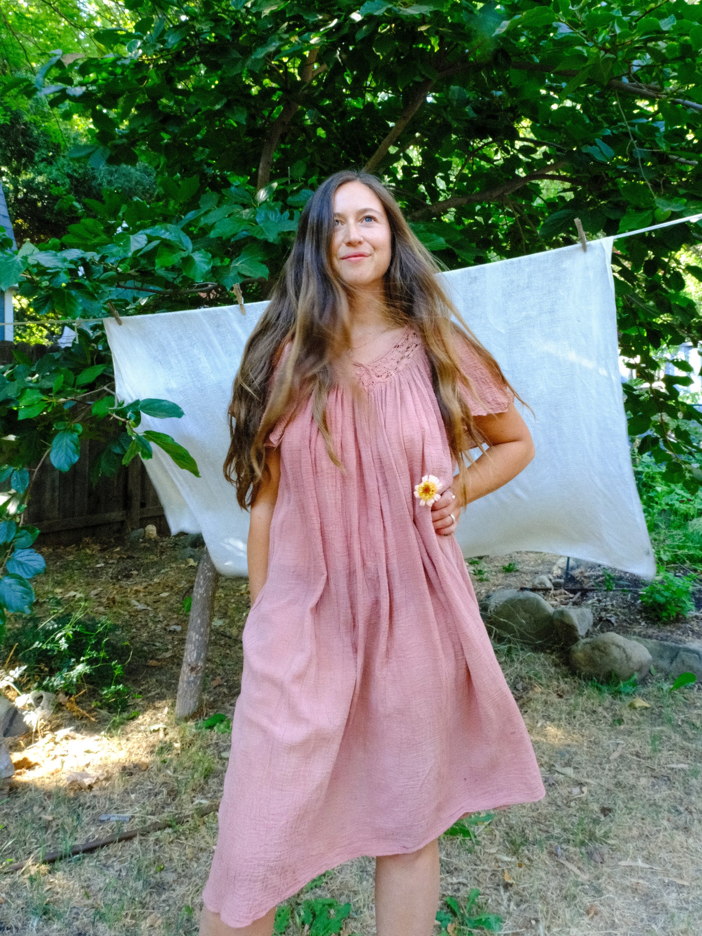 Cutch & Lac Cotton Gauze Butterfly Sleeve Dress