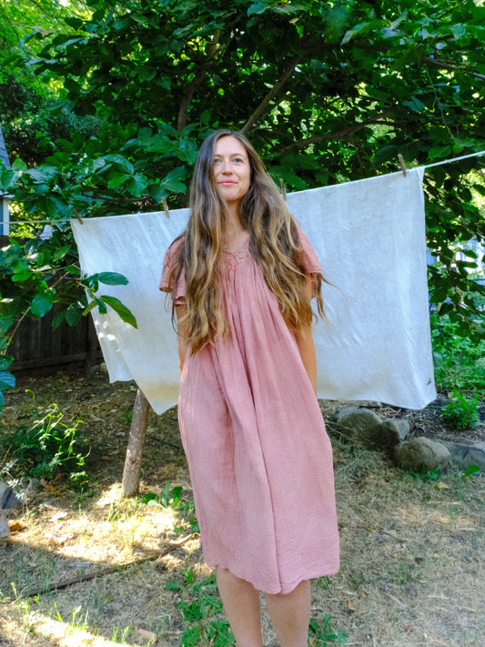 Cutch & Lac Cotton Gauze Butterfly Sleeve Dress