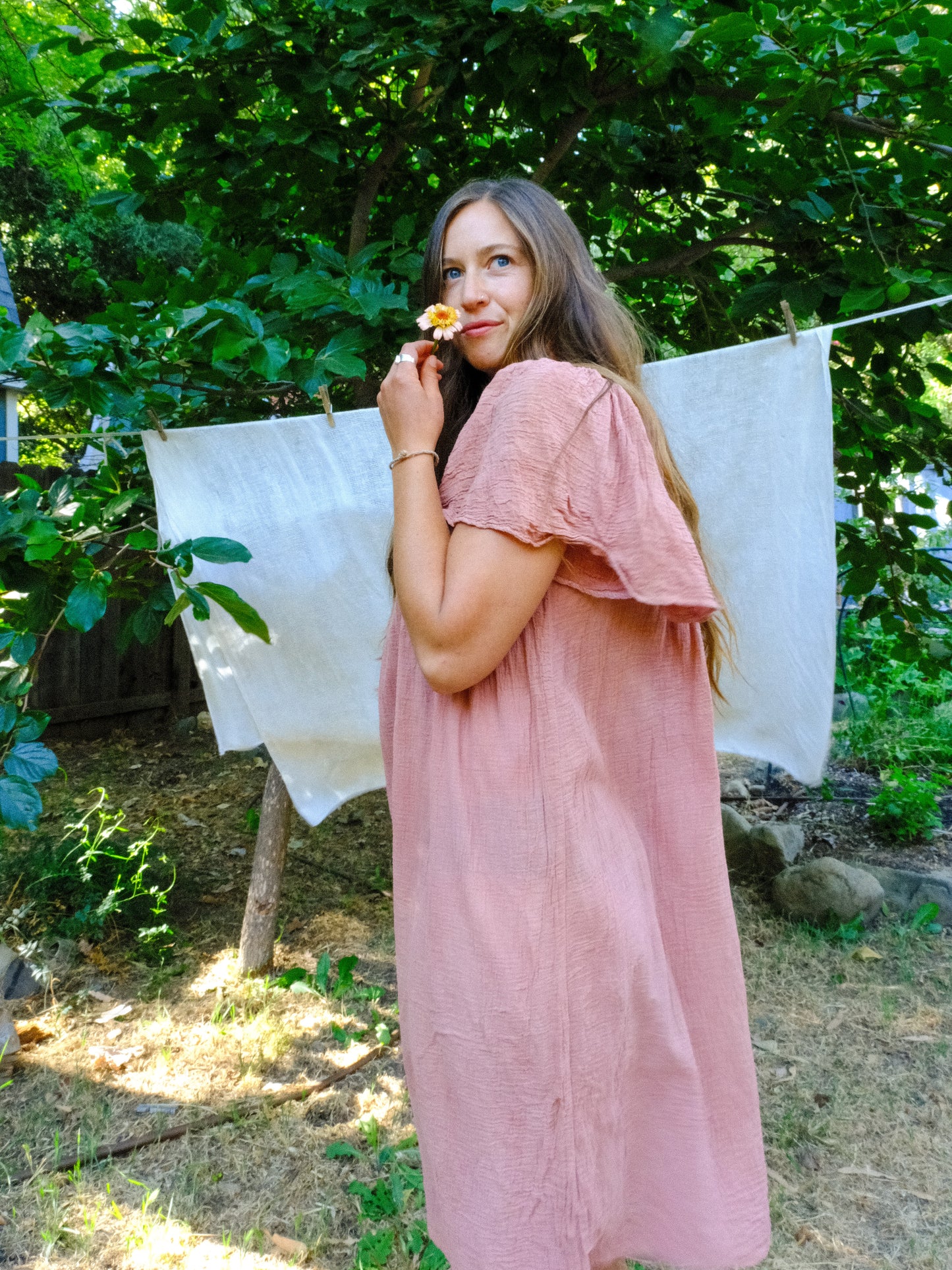 Cutch & Lac Cotton Gauze Butterfly Sleeve Dress