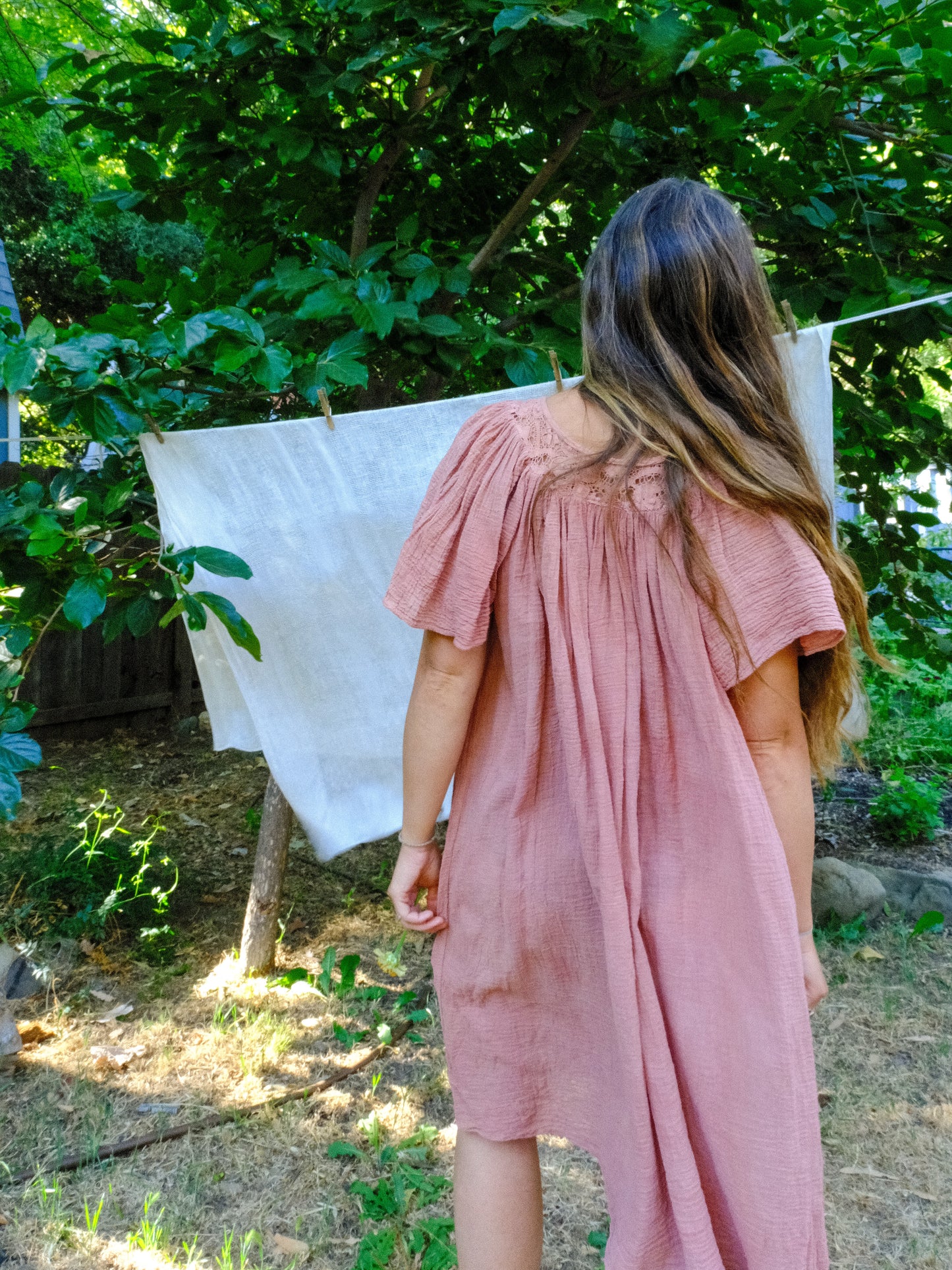 Cutch & Lac Cotton Gauze Butterfly Sleeve Dress