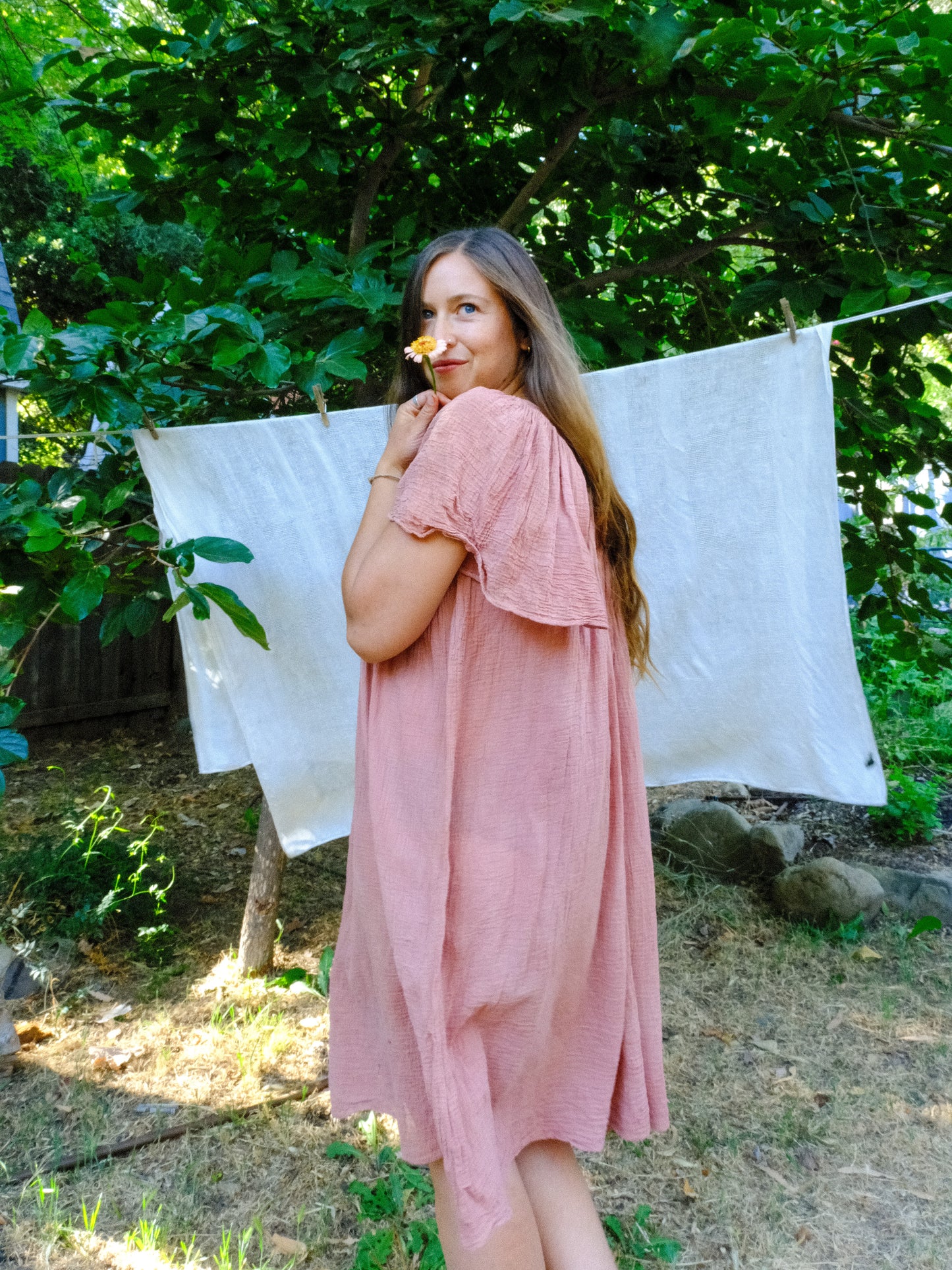 Cutch & Lac Cotton Gauze Butterfly Sleeve Dress