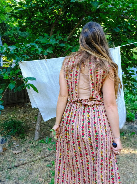 Cutch Floral Striped Apron Dress