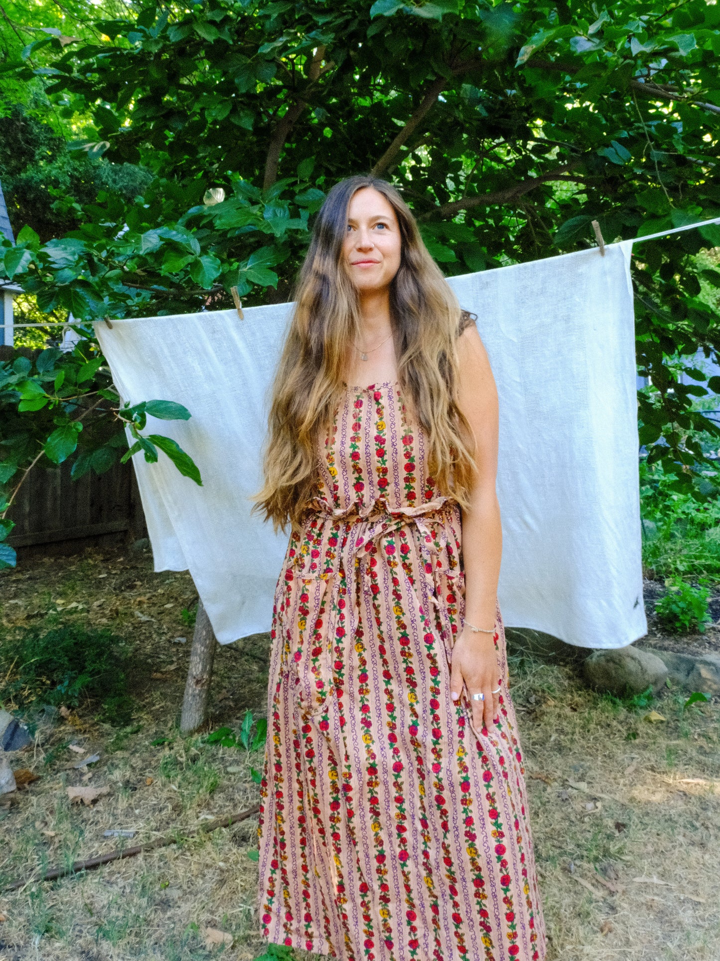 Cutch Floral Striped Apron Dress