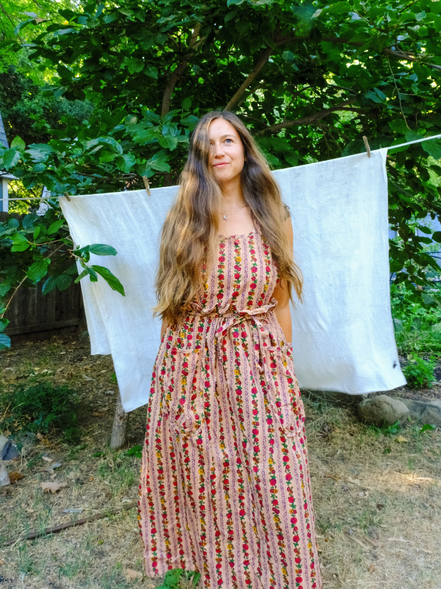 Cutch Floral Striped Apron Dress