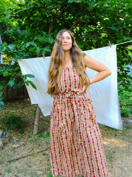 Cutch Floral Striped Apron Dress