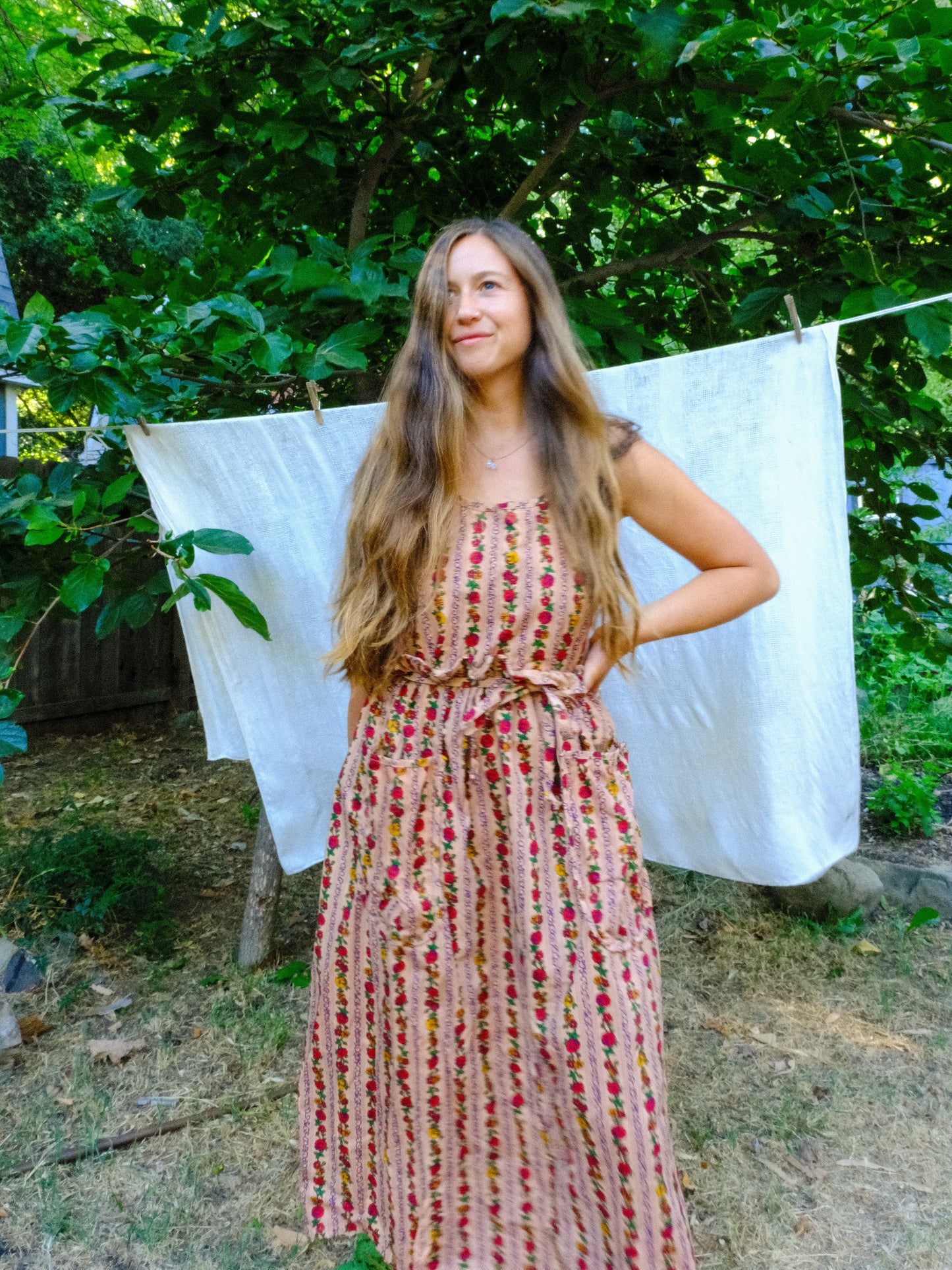 Cutch Floral Striped Apron Dress