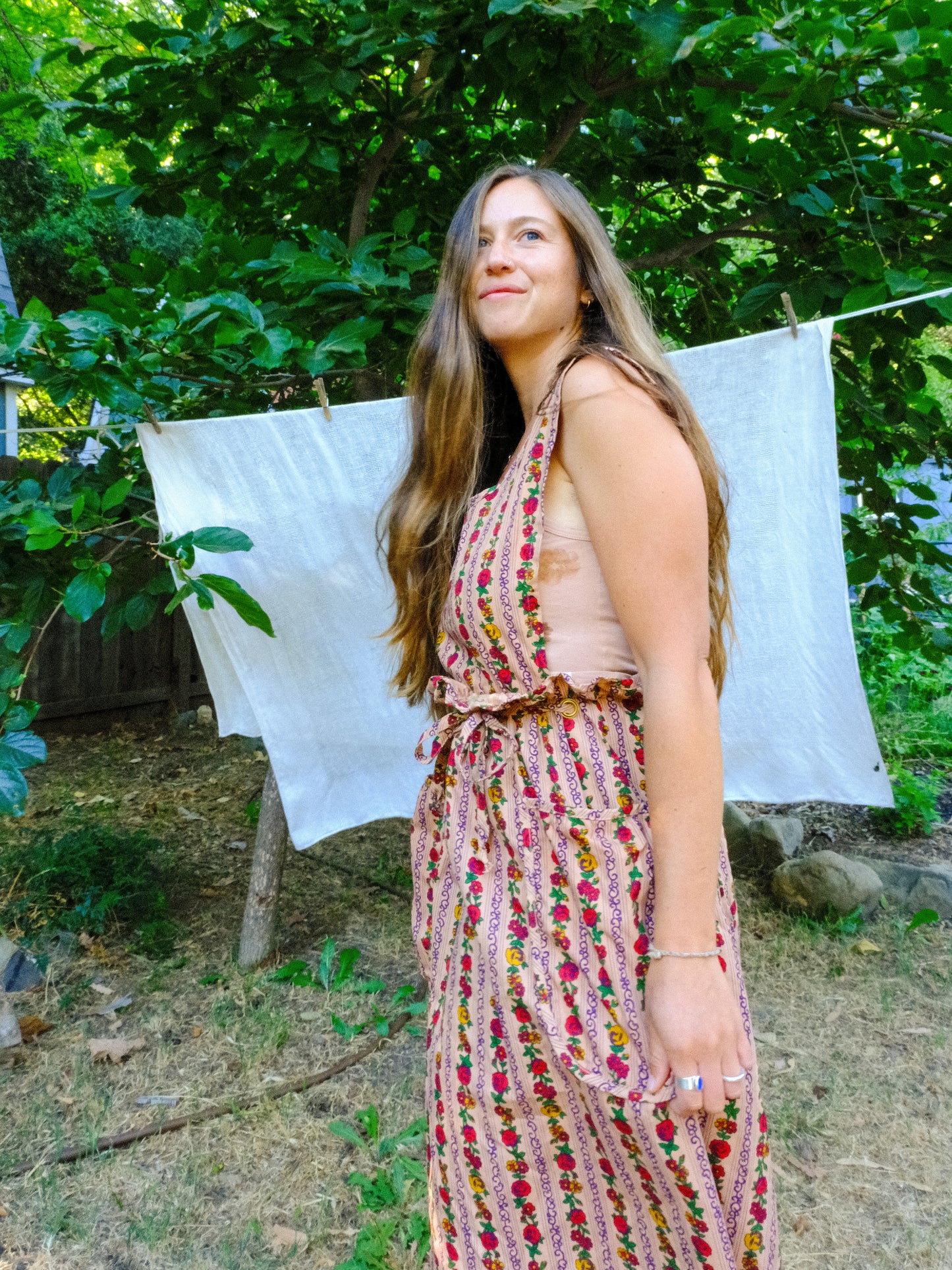 Cutch Floral Striped Apron Dress