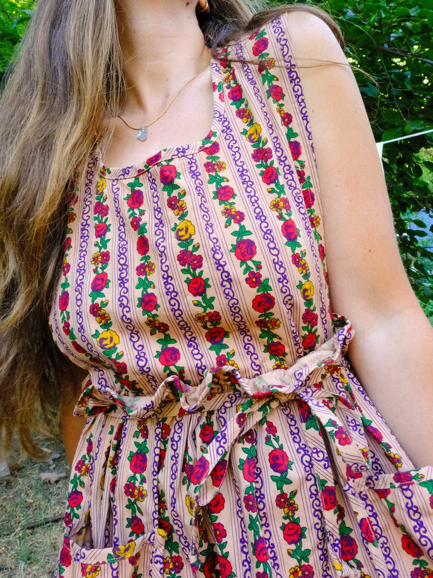 Cutch Floral Striped Apron Dress