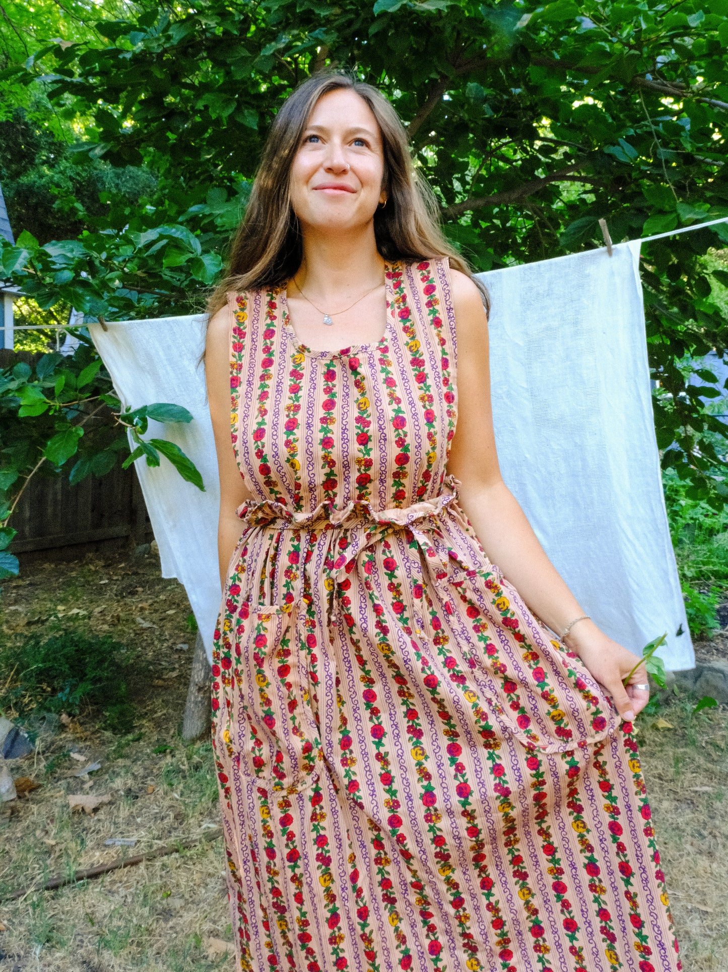 Cutch Floral Striped Apron Dress