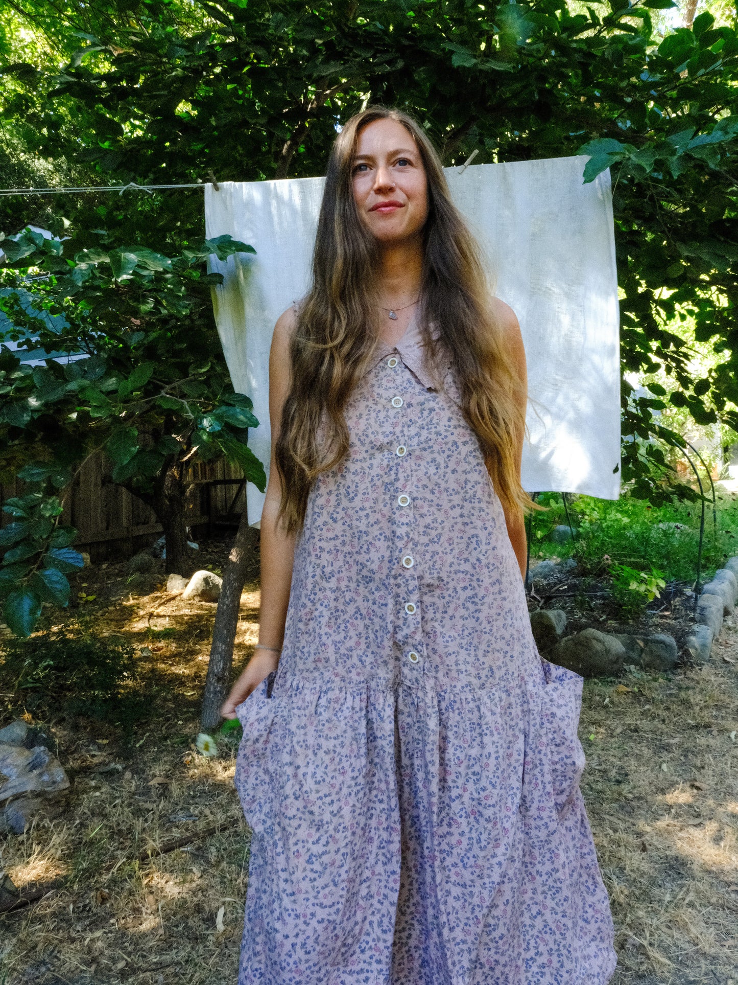 Cutch & Logwood Floral Collared Ruffle Dress