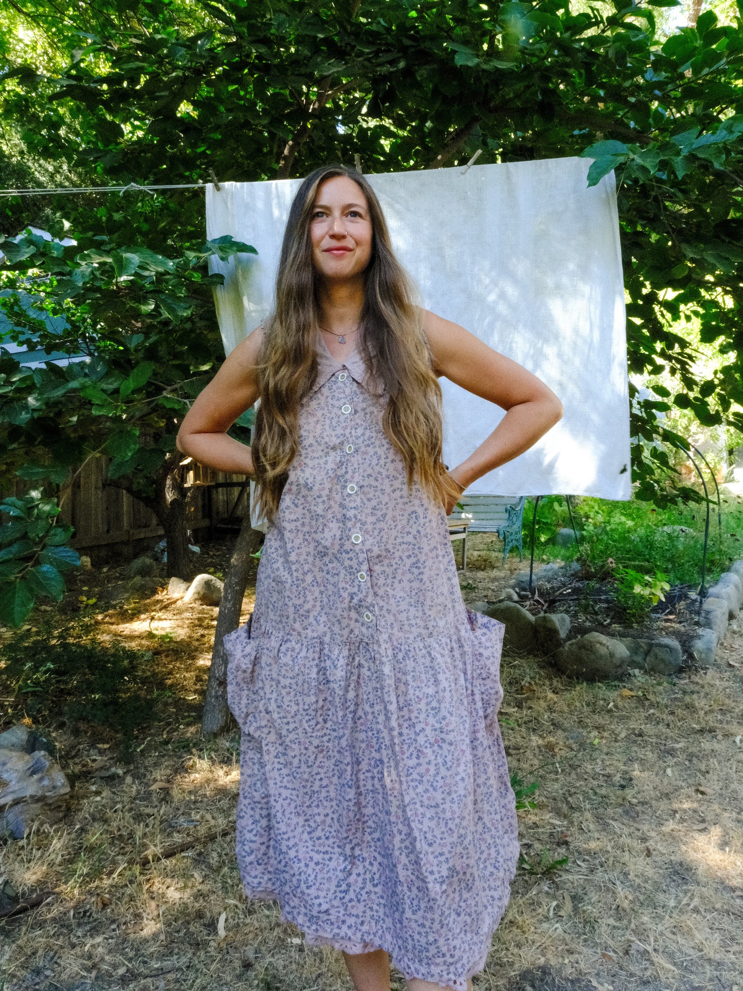 Cutch & Logwood Floral Collared Ruffle Dress