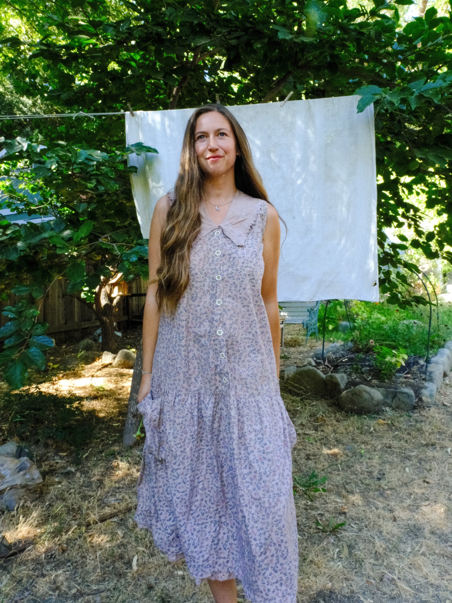 Cutch & Logwood Floral Collared Ruffle Dress