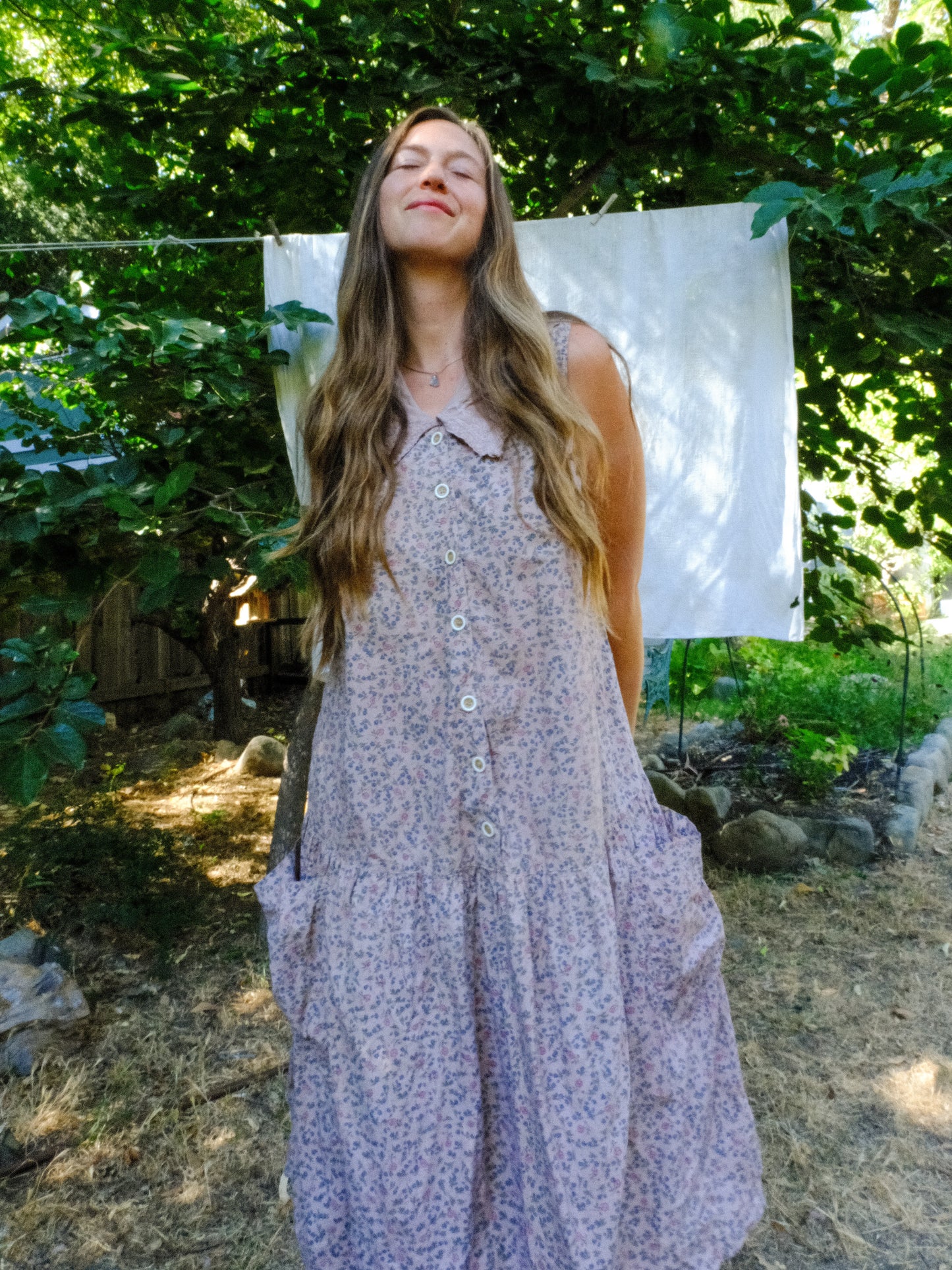 Cutch & Logwood Floral Collared Ruffle Dress