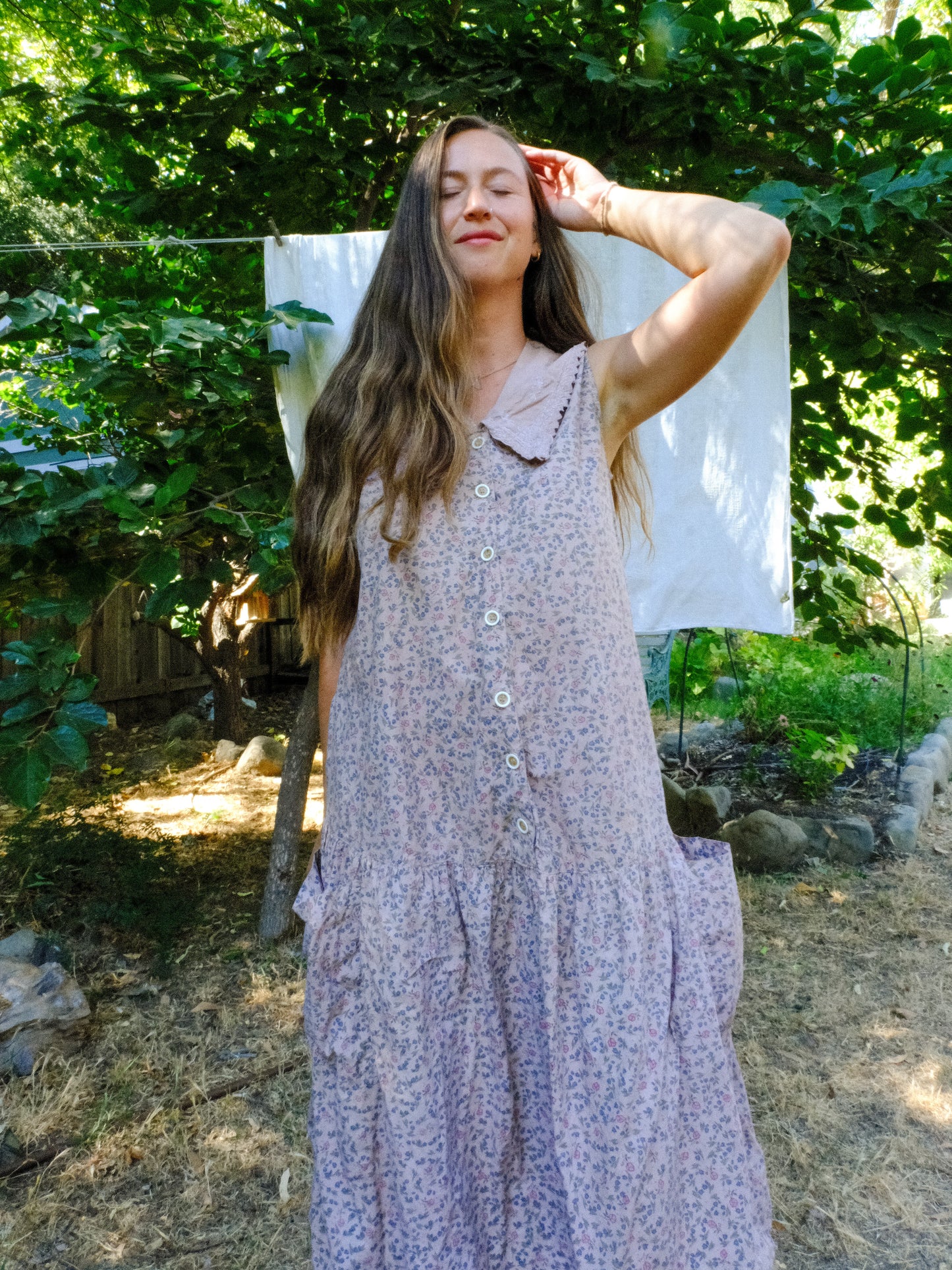 Cutch & Logwood Floral Collared Ruffle Dress