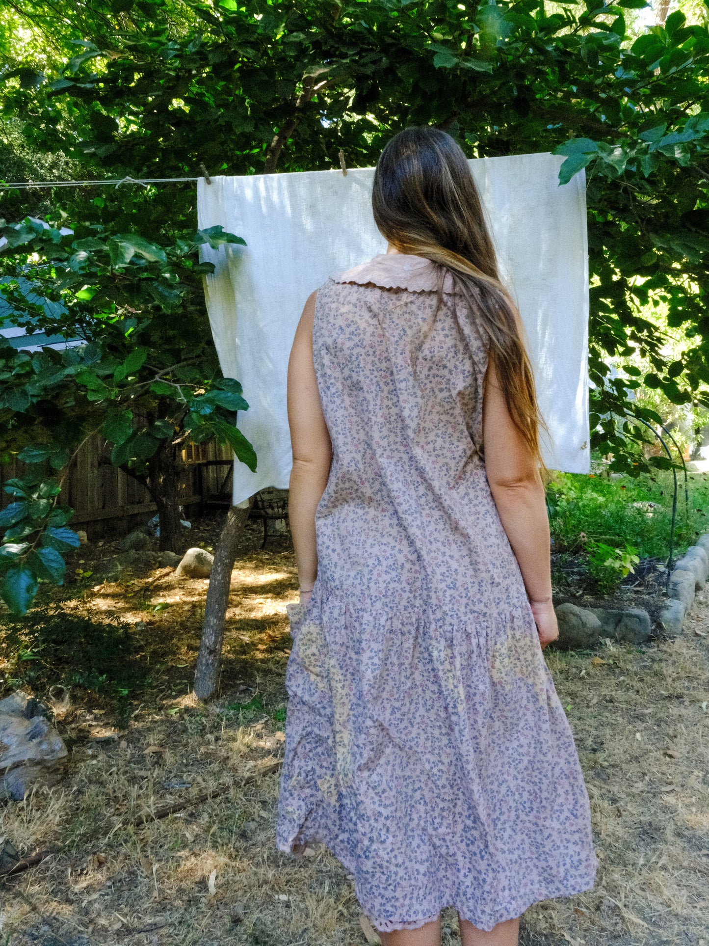 Cutch & Logwood Floral Collared Ruffle Dress