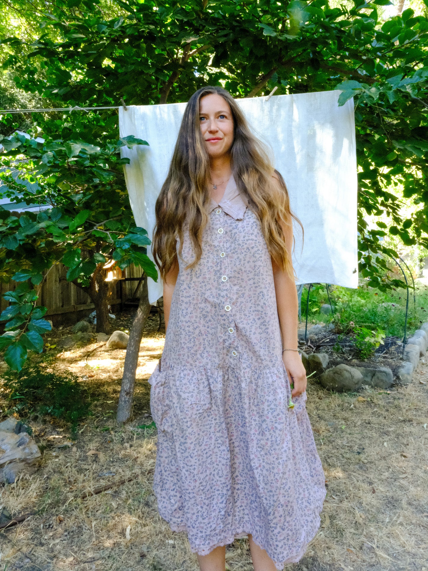 Cutch & Logwood Floral Collared Ruffle Dress