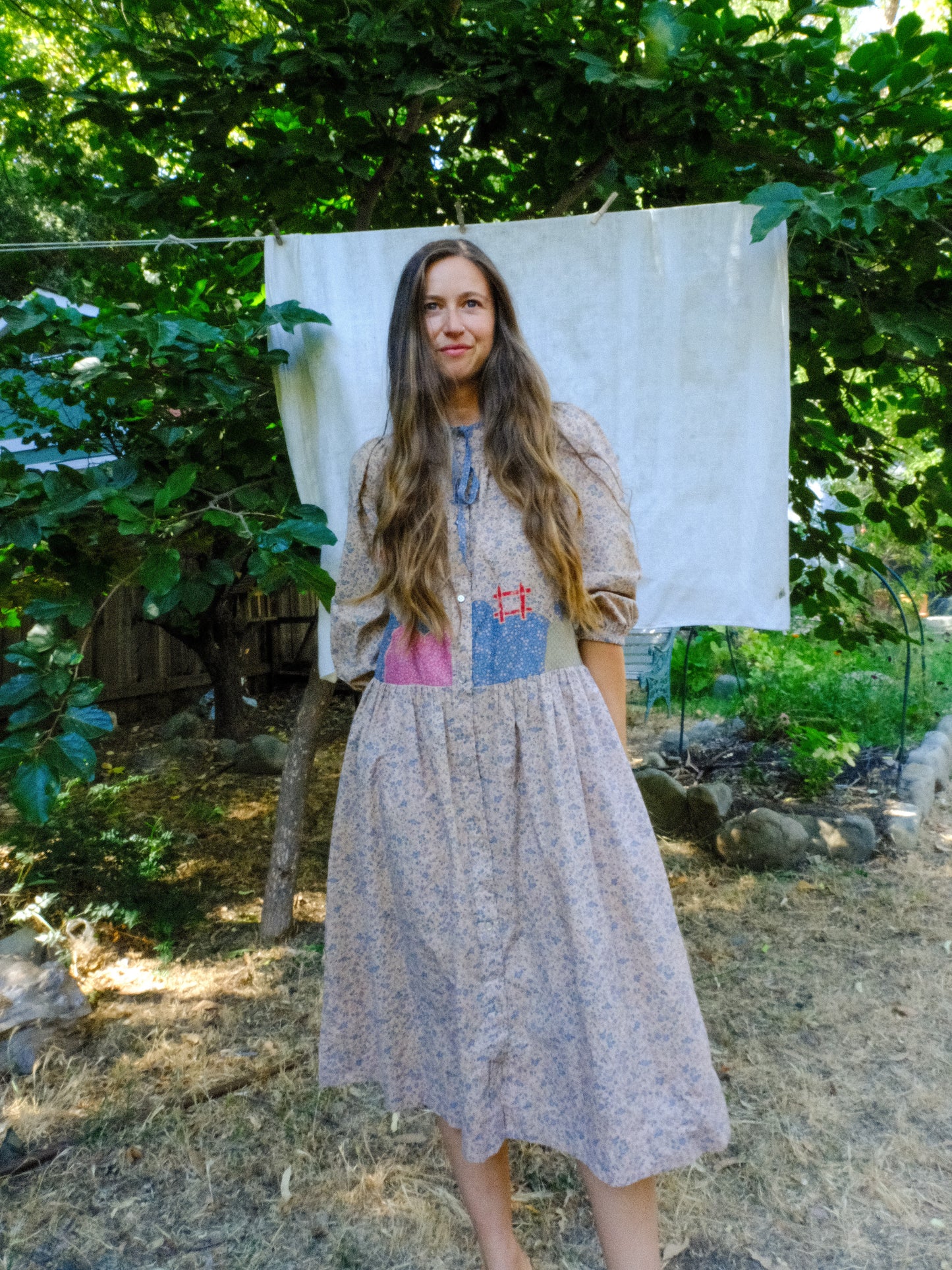 Cutch Mushroom Embroidered Drop Waist Dress