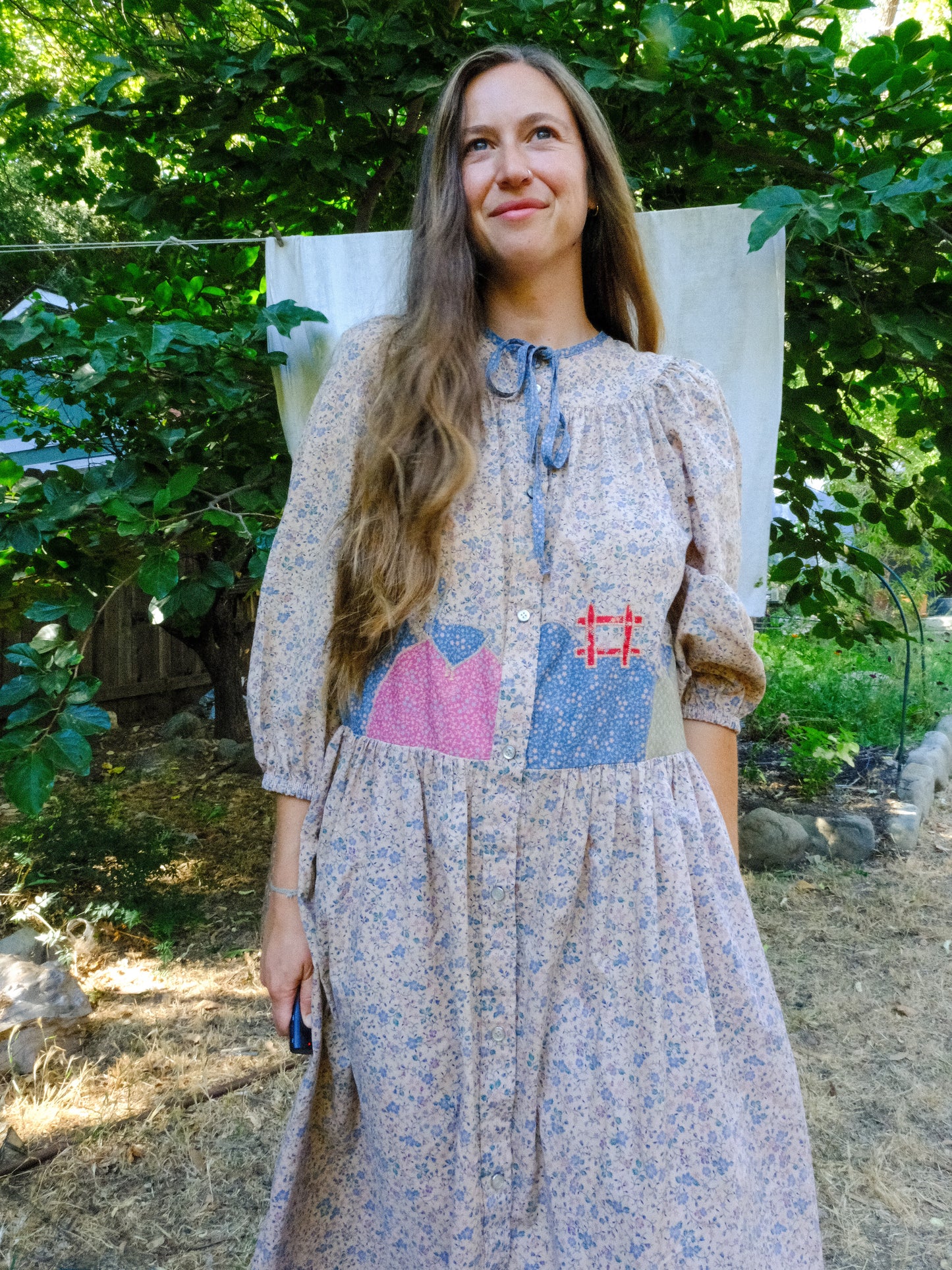 Cutch Mushroom Embroidered Drop Waist Dress