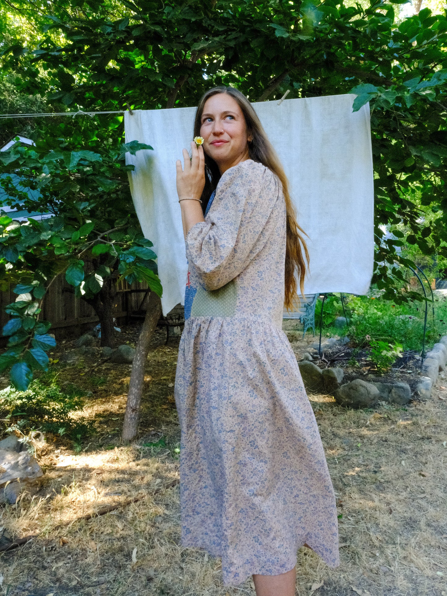 Cutch Mushroom Embroidered Drop Waist Dress