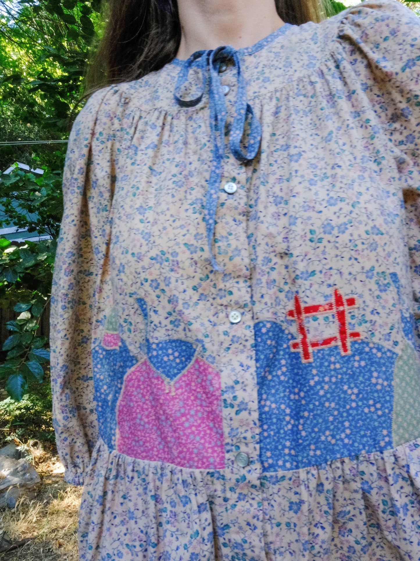 Cutch Mushroom Embroidered Drop Waist Dress