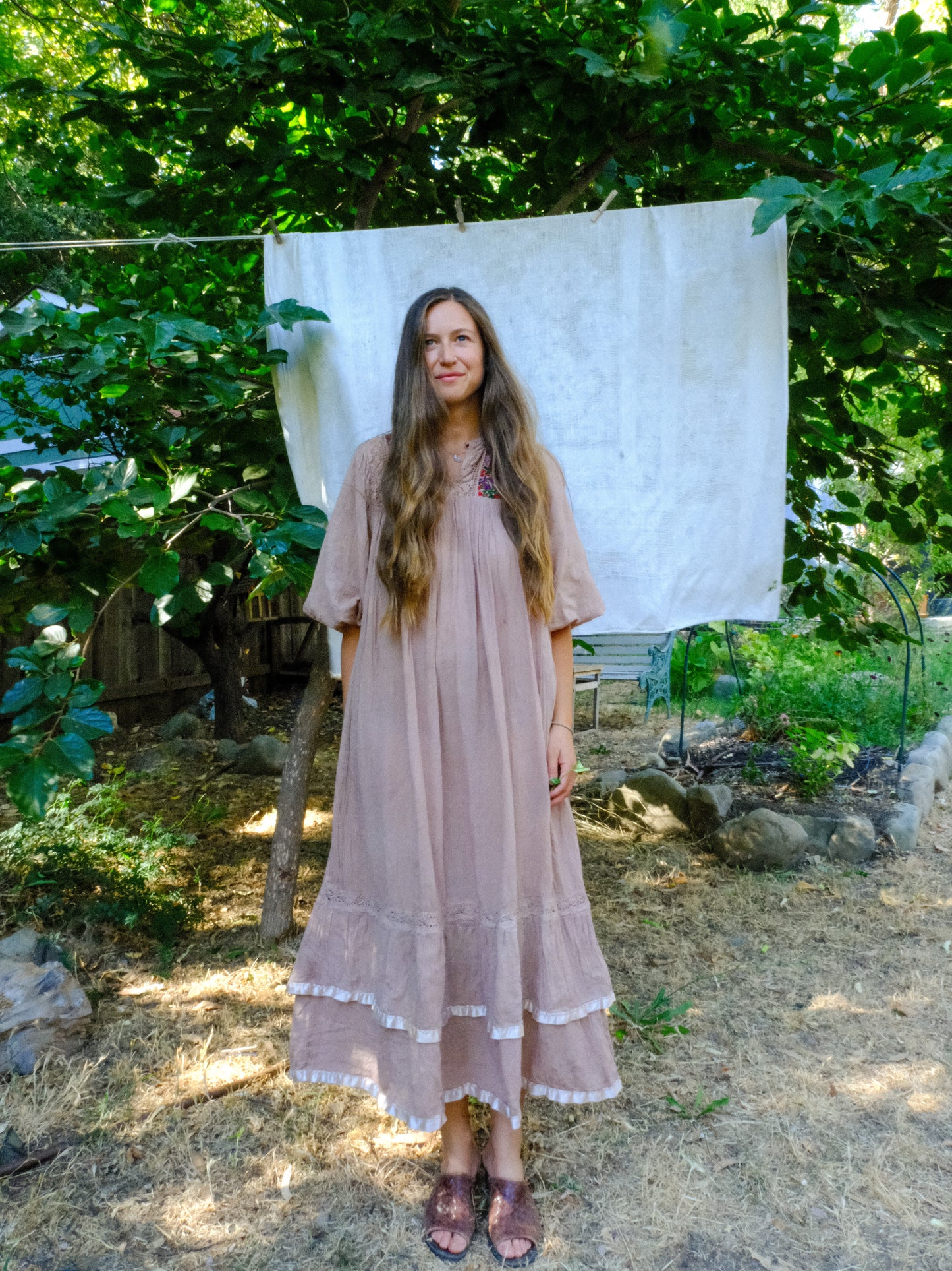 Cutch & Logwood Cotton Gauze Embroidered Maxi Dress