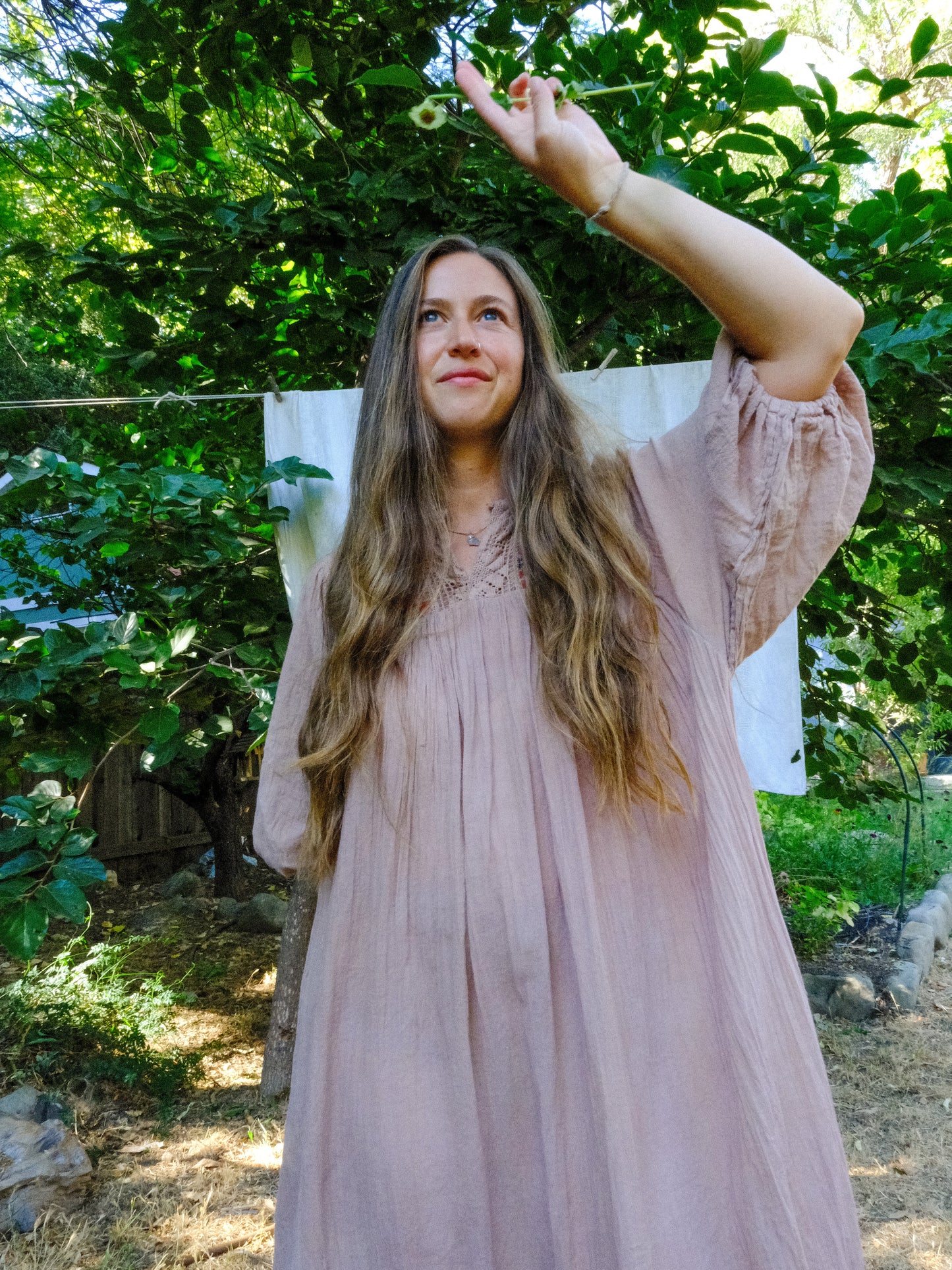 Cutch & Logwood Cotton Gauze Embroidered Maxi Dress