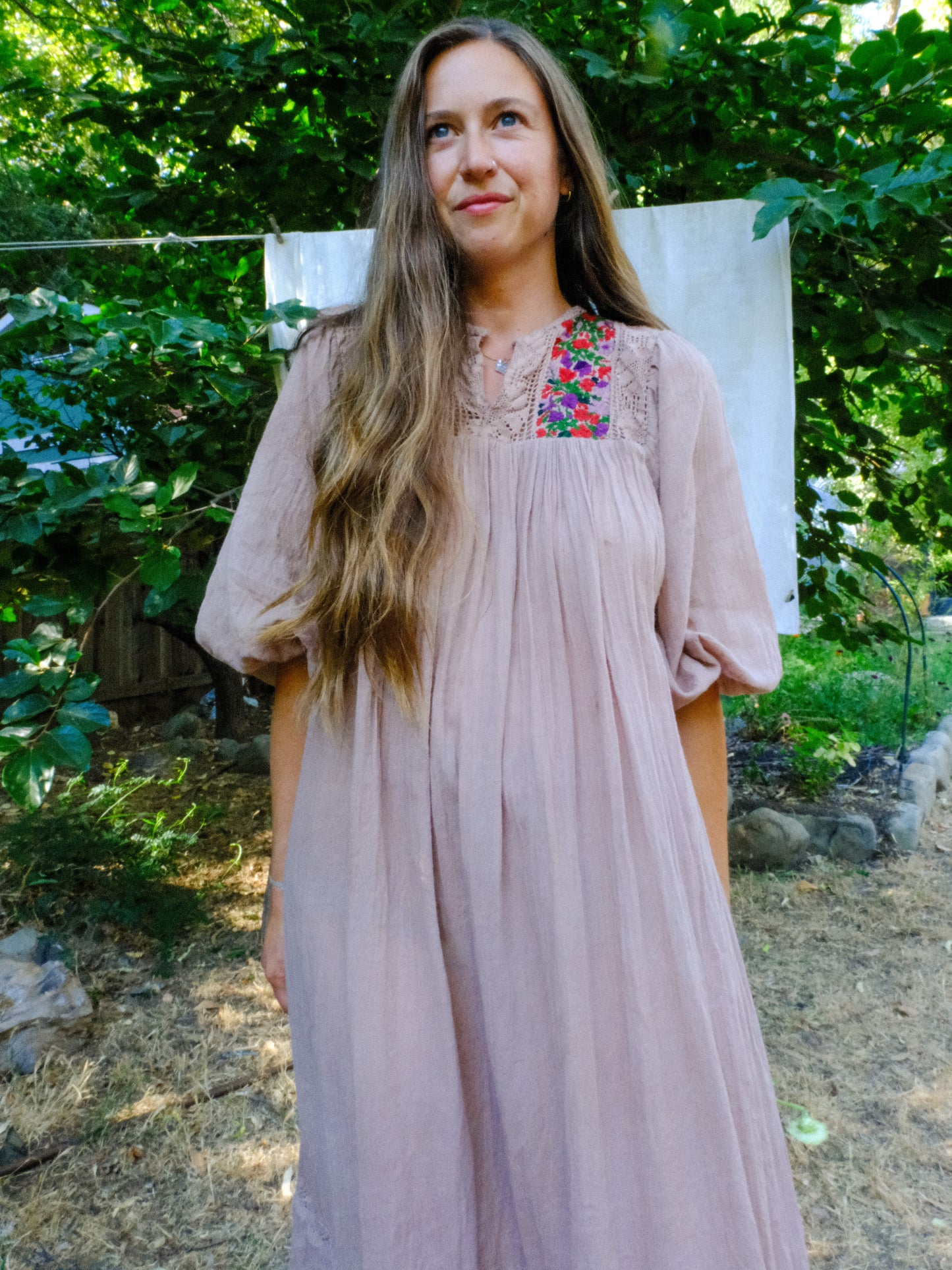 Cutch & Logwood Cotton Gauze Embroidered Maxi Dress