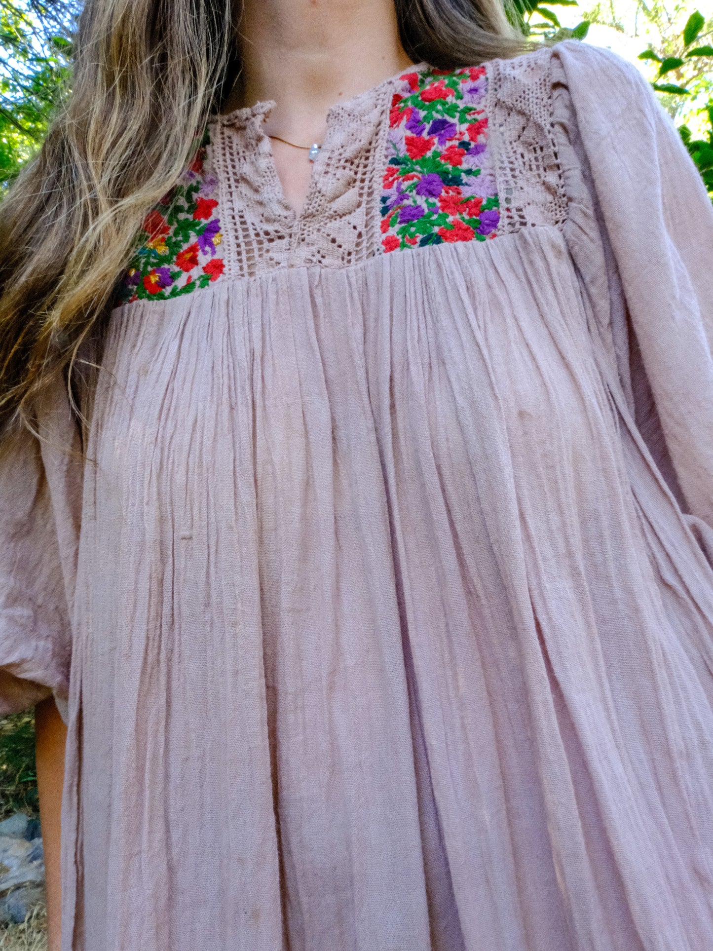 Cutch & Logwood Cotton Gauze Embroidered Maxi Dress