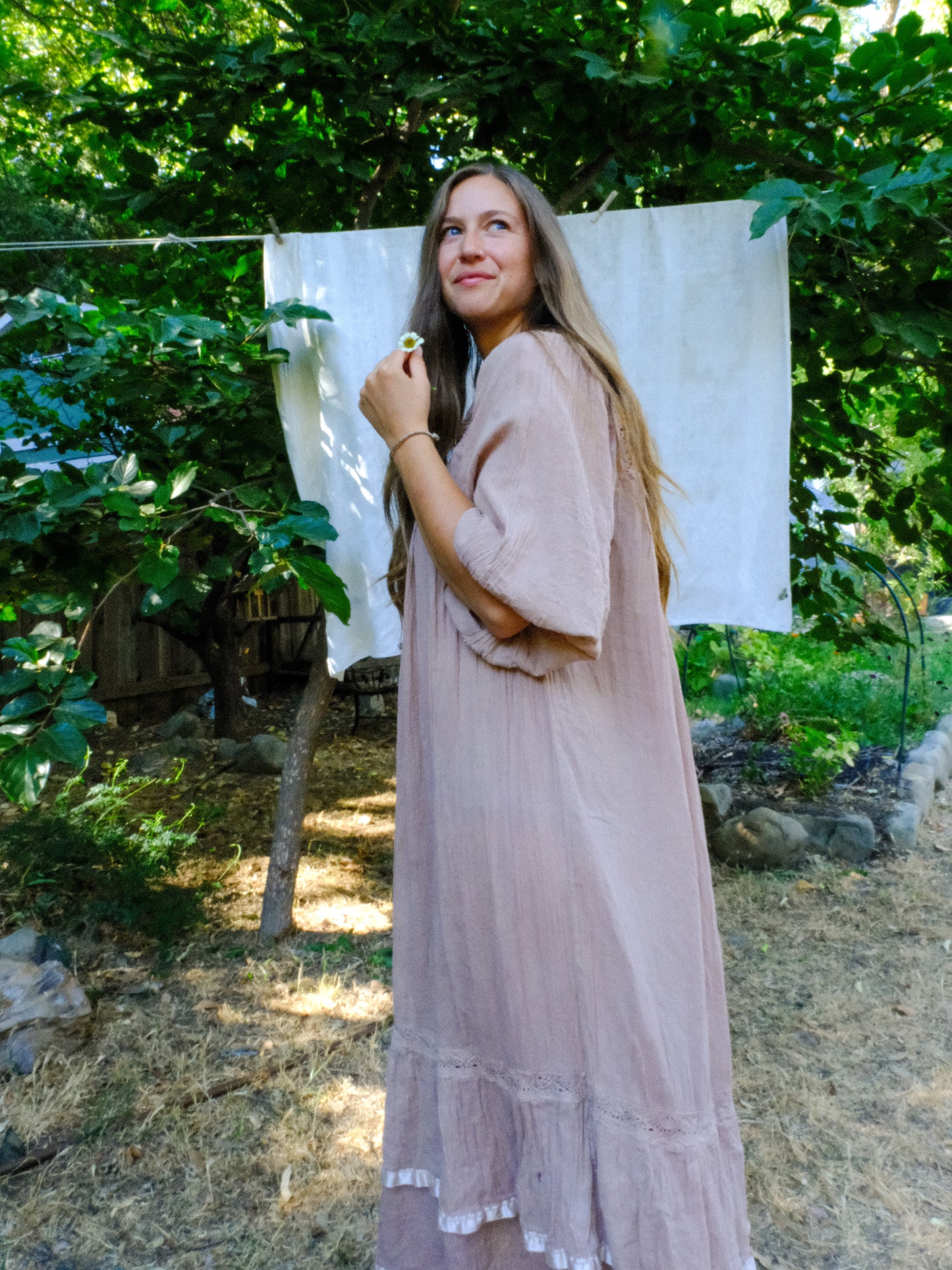 Cutch & Logwood Cotton Gauze Embroidered Maxi Dress