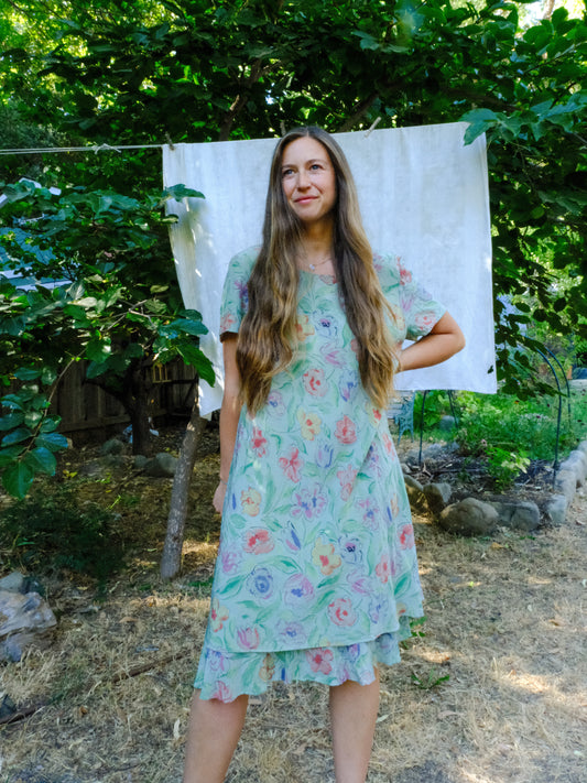 Scabiosa Silk Floral Shift Dress