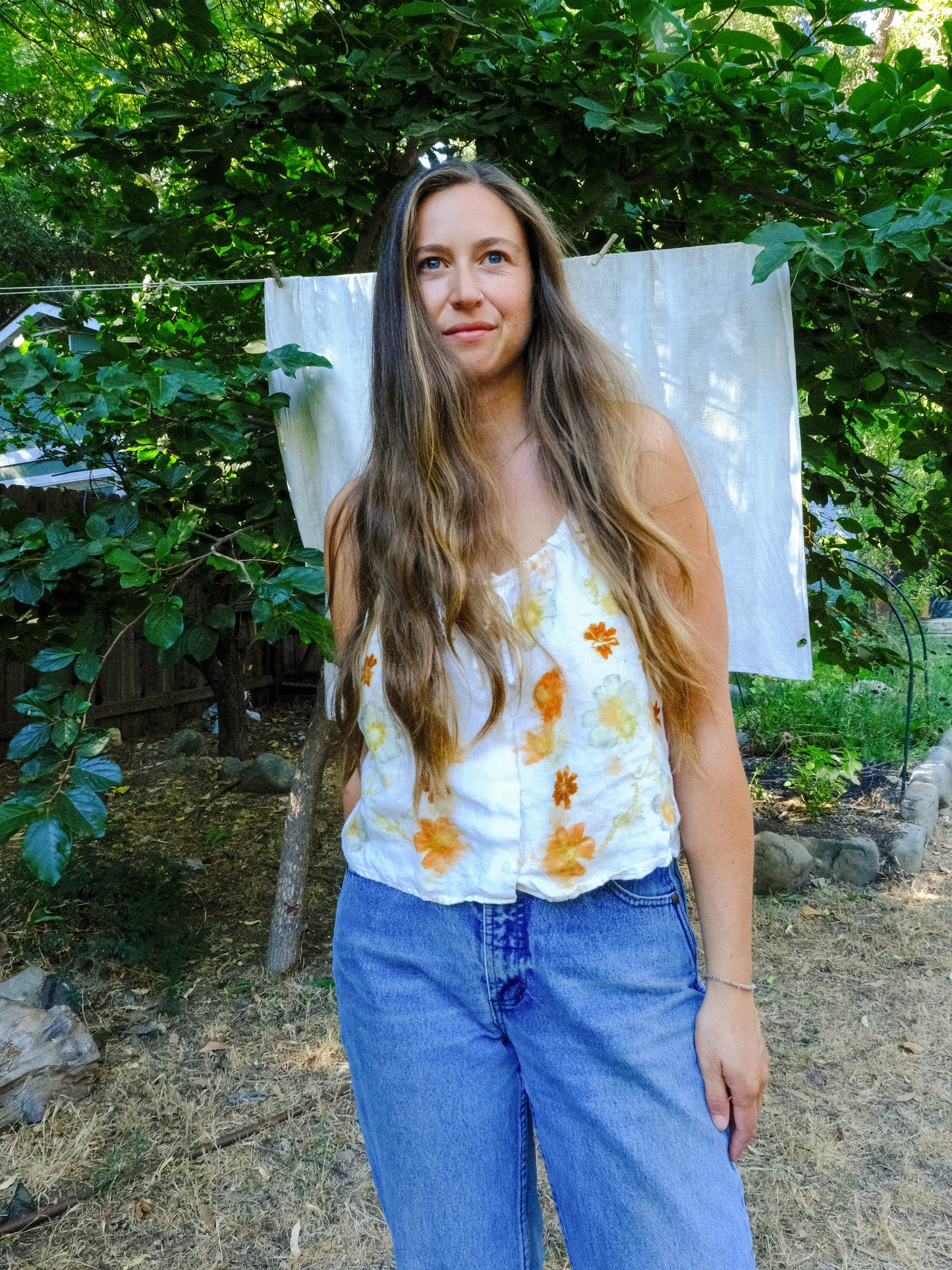 Eco-printed Linen Tank