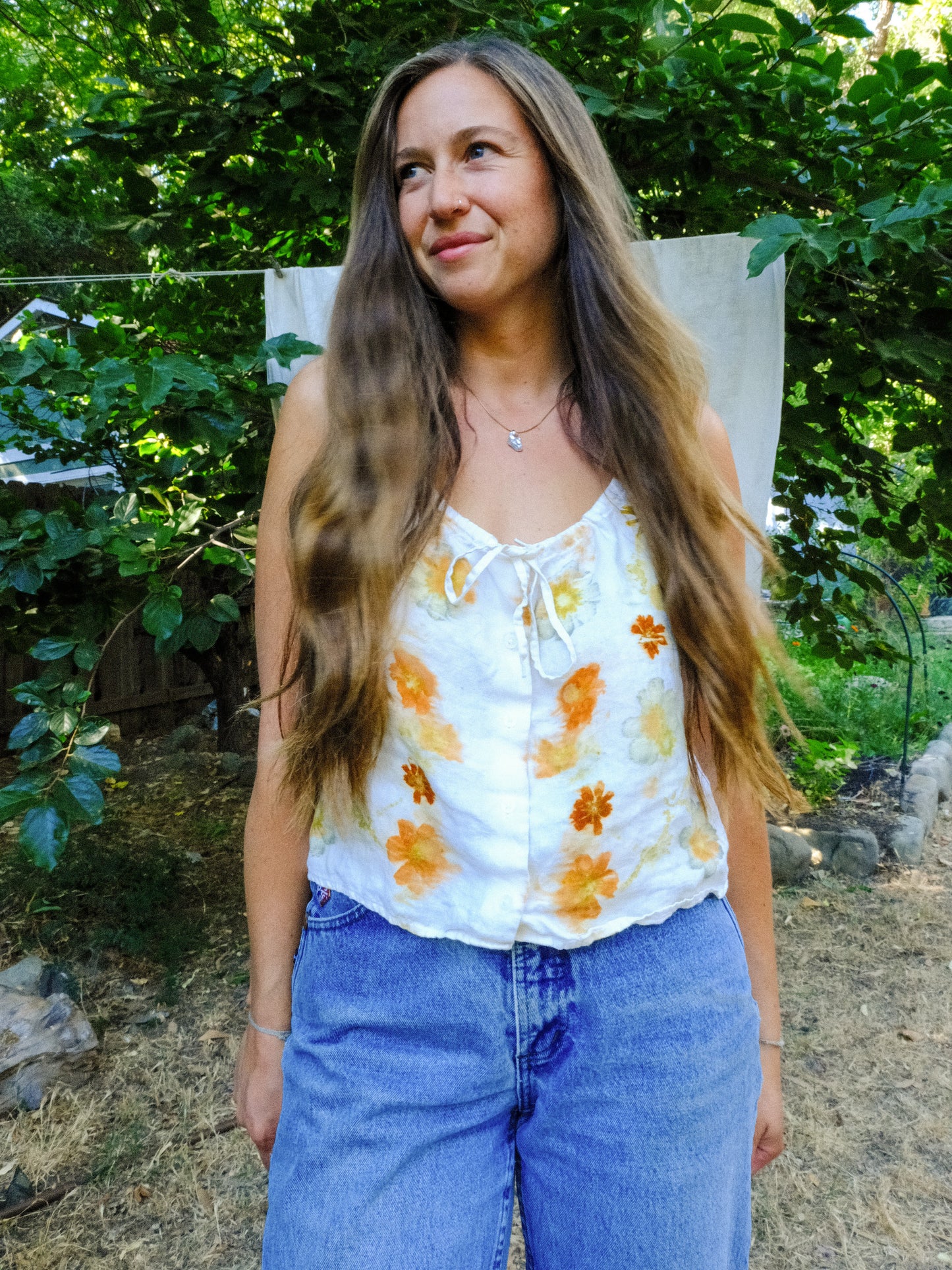 Eco-printed Linen Tank