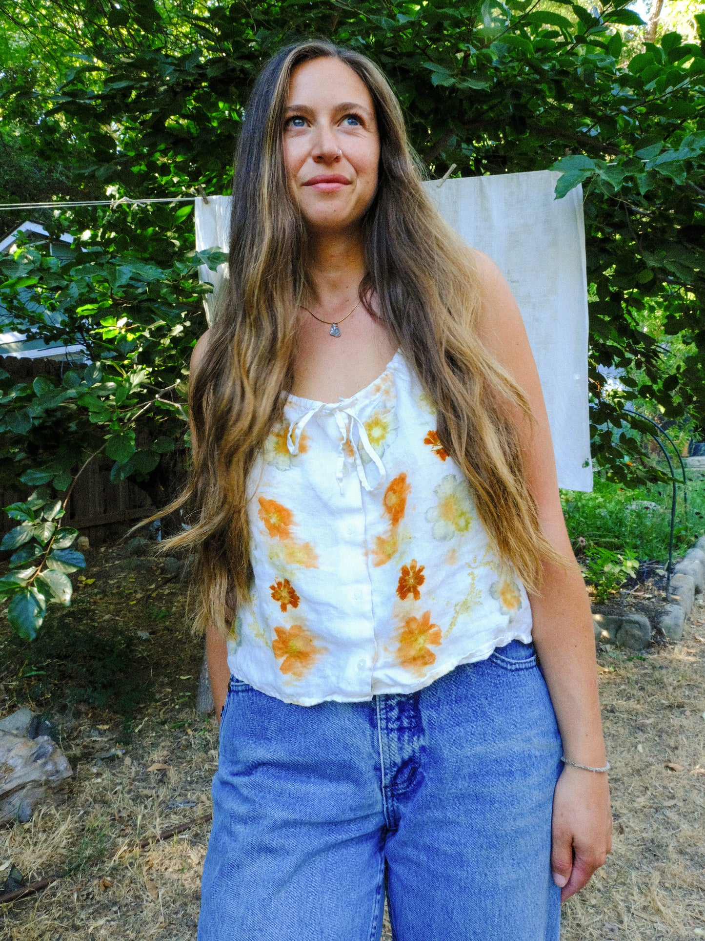 Eco-printed Linen Tank