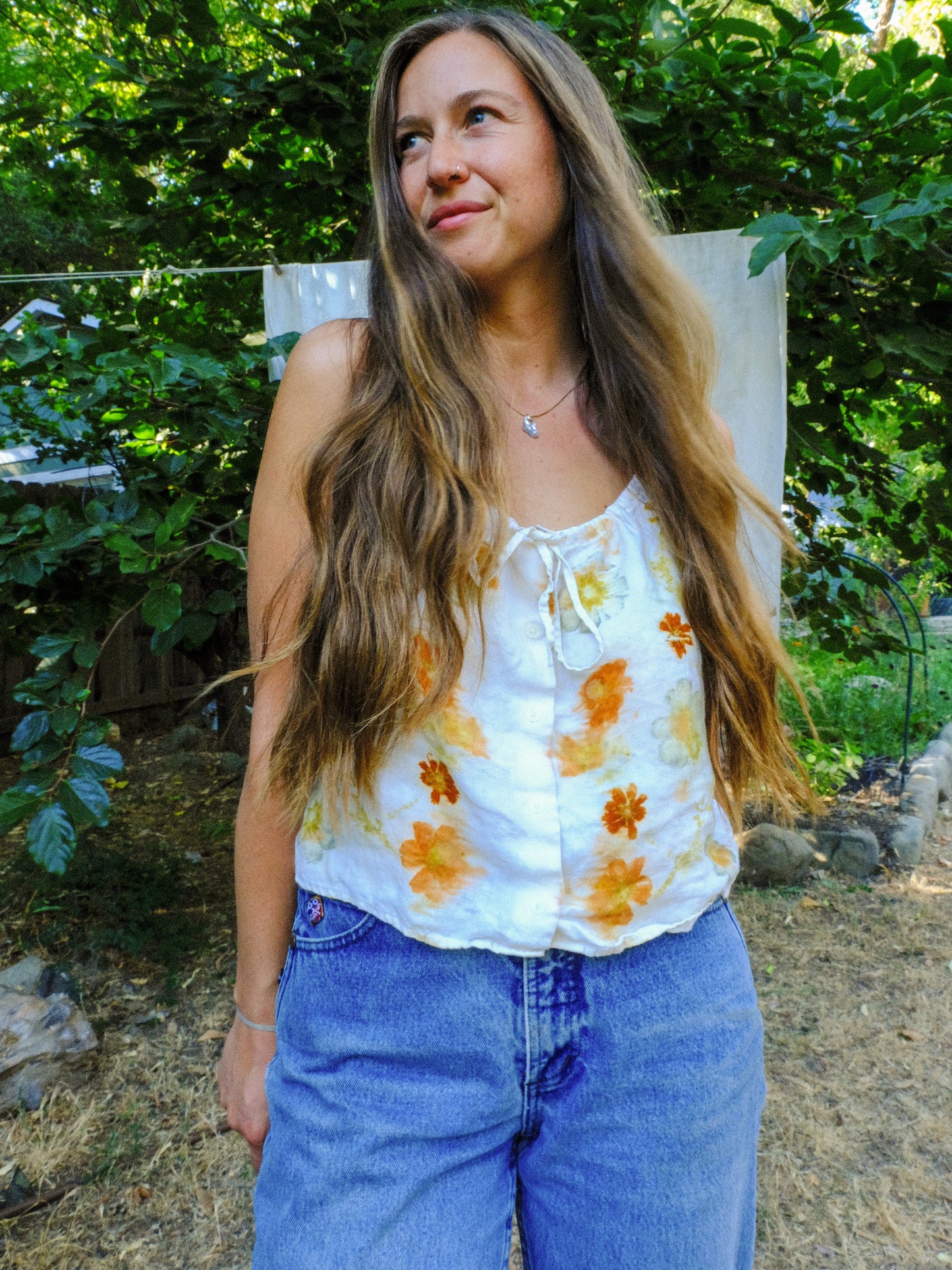 Eco-printed Linen Tank