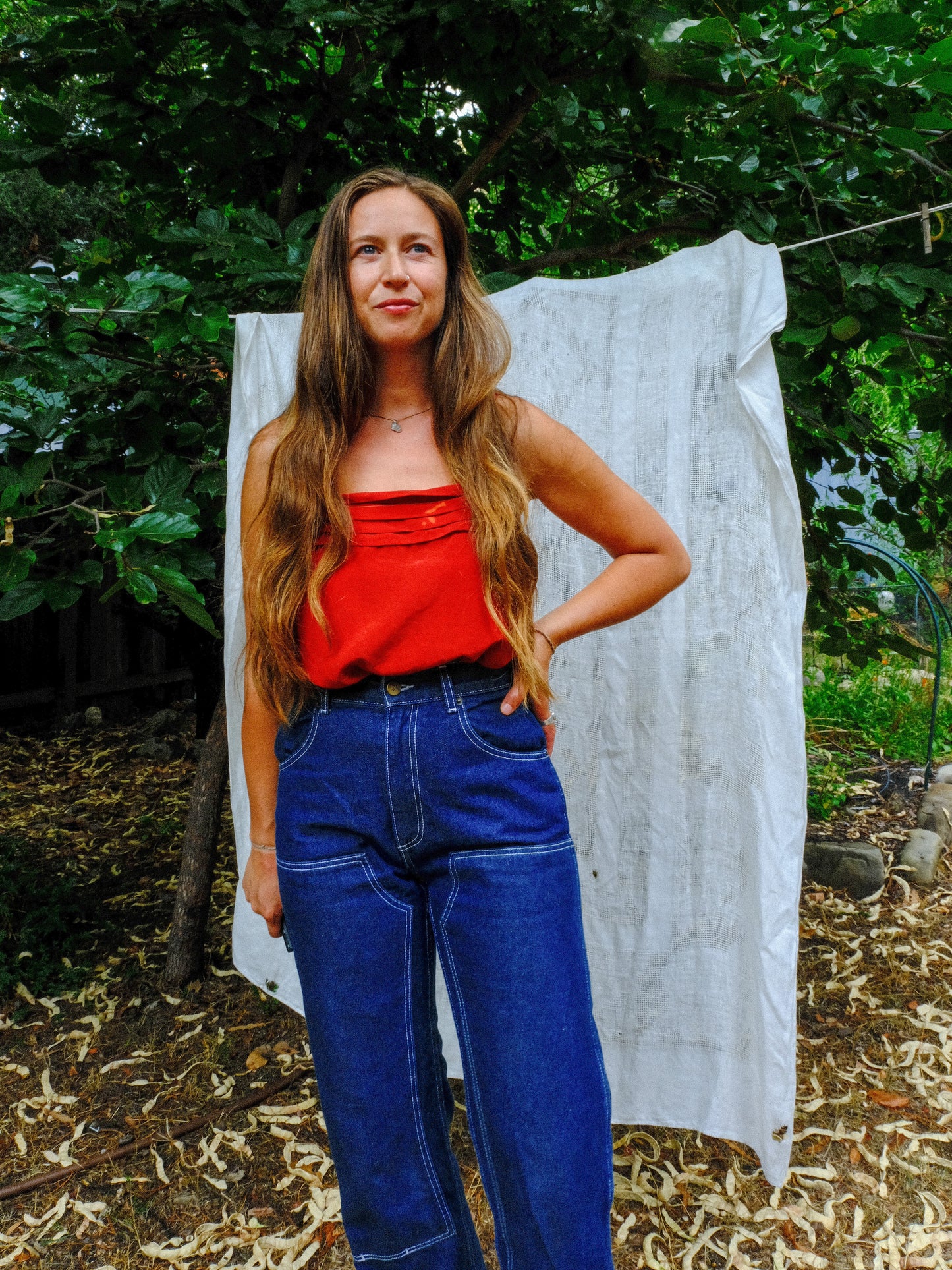 Madder Silk Pleated Tank Blouse