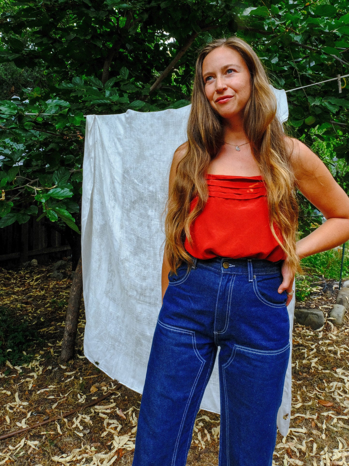 Madder Silk Pleated Tank Blouse