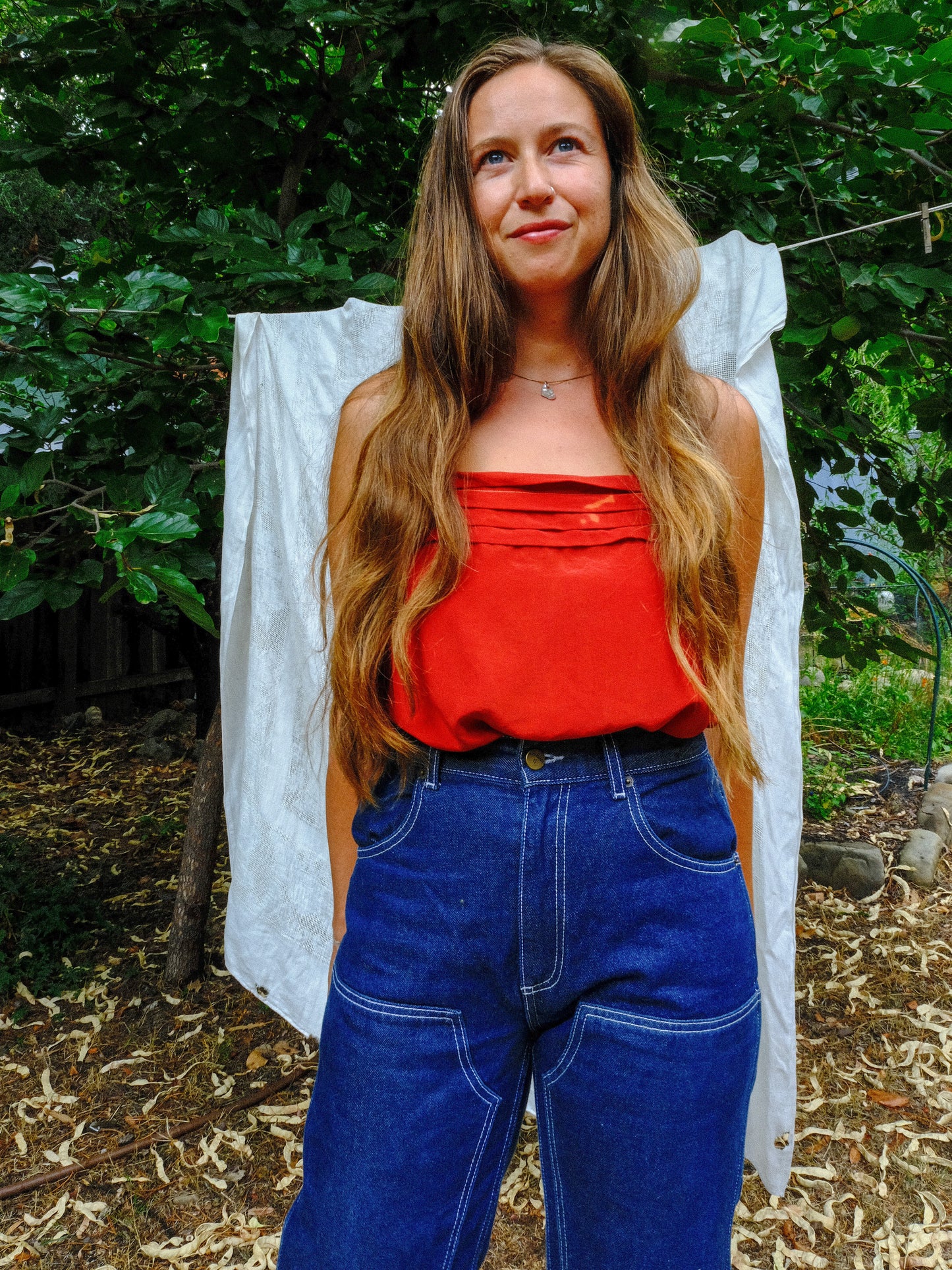 Madder Silk Pleated Tank Blouse