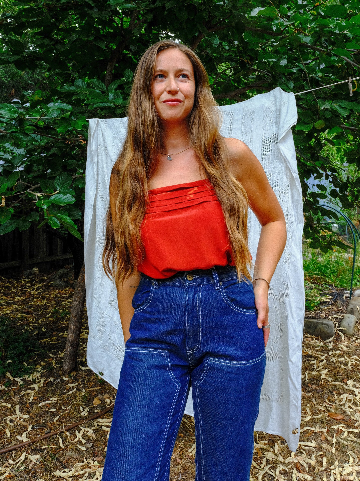 Madder Silk Pleated Tank Blouse