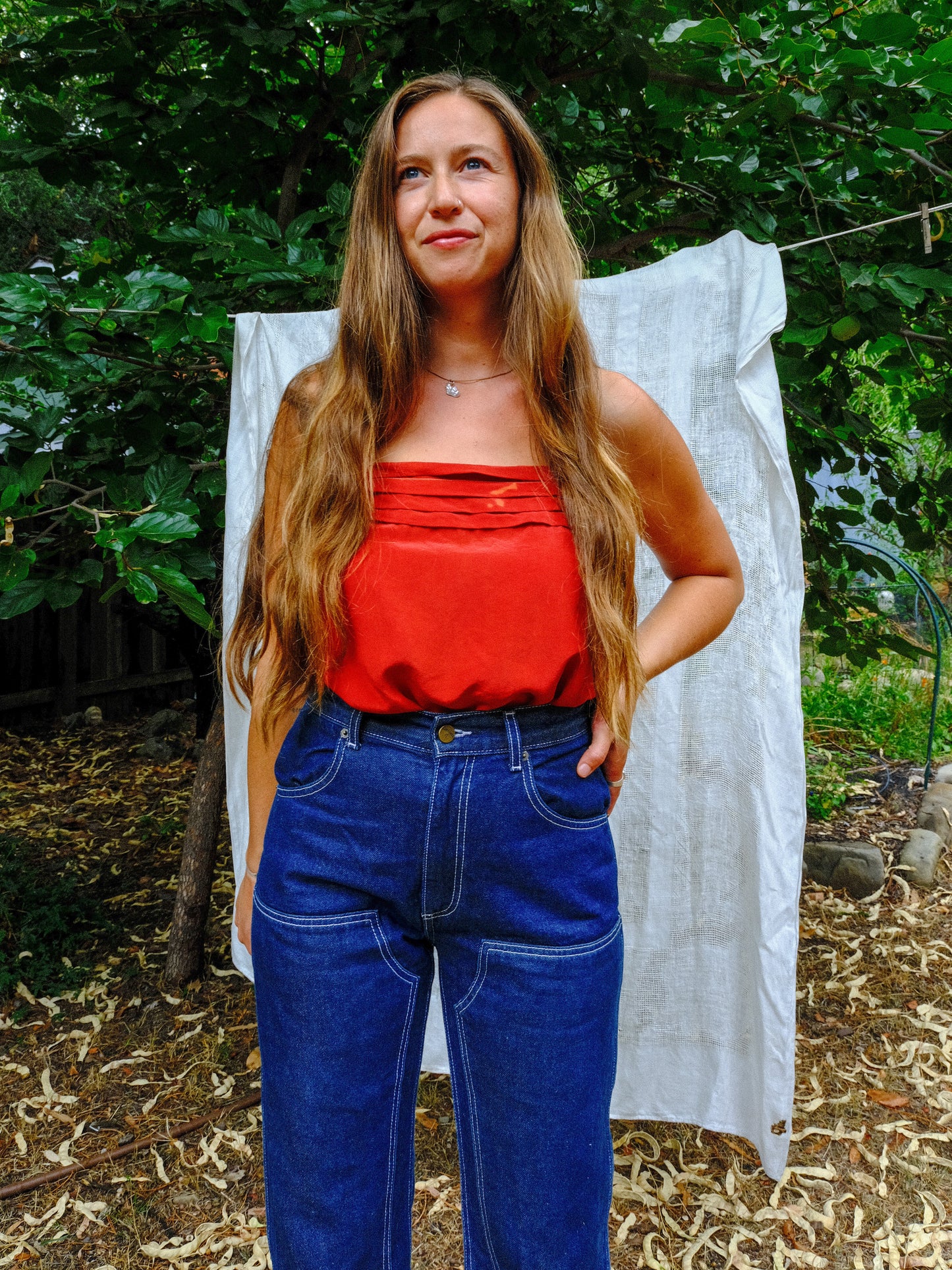 Madder Silk Pleated Tank Blouse