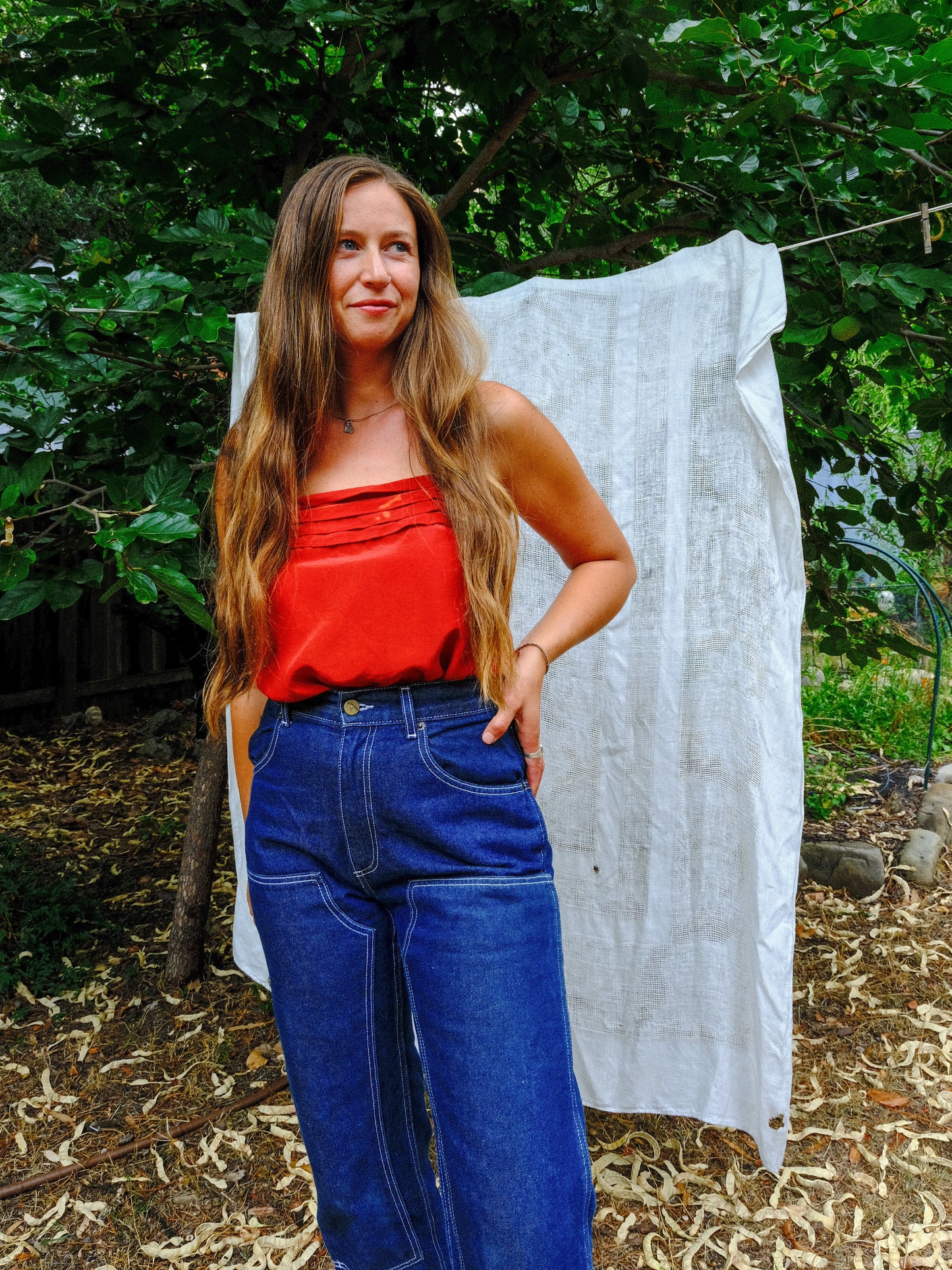 Madder Silk Pleated Tank Blouse