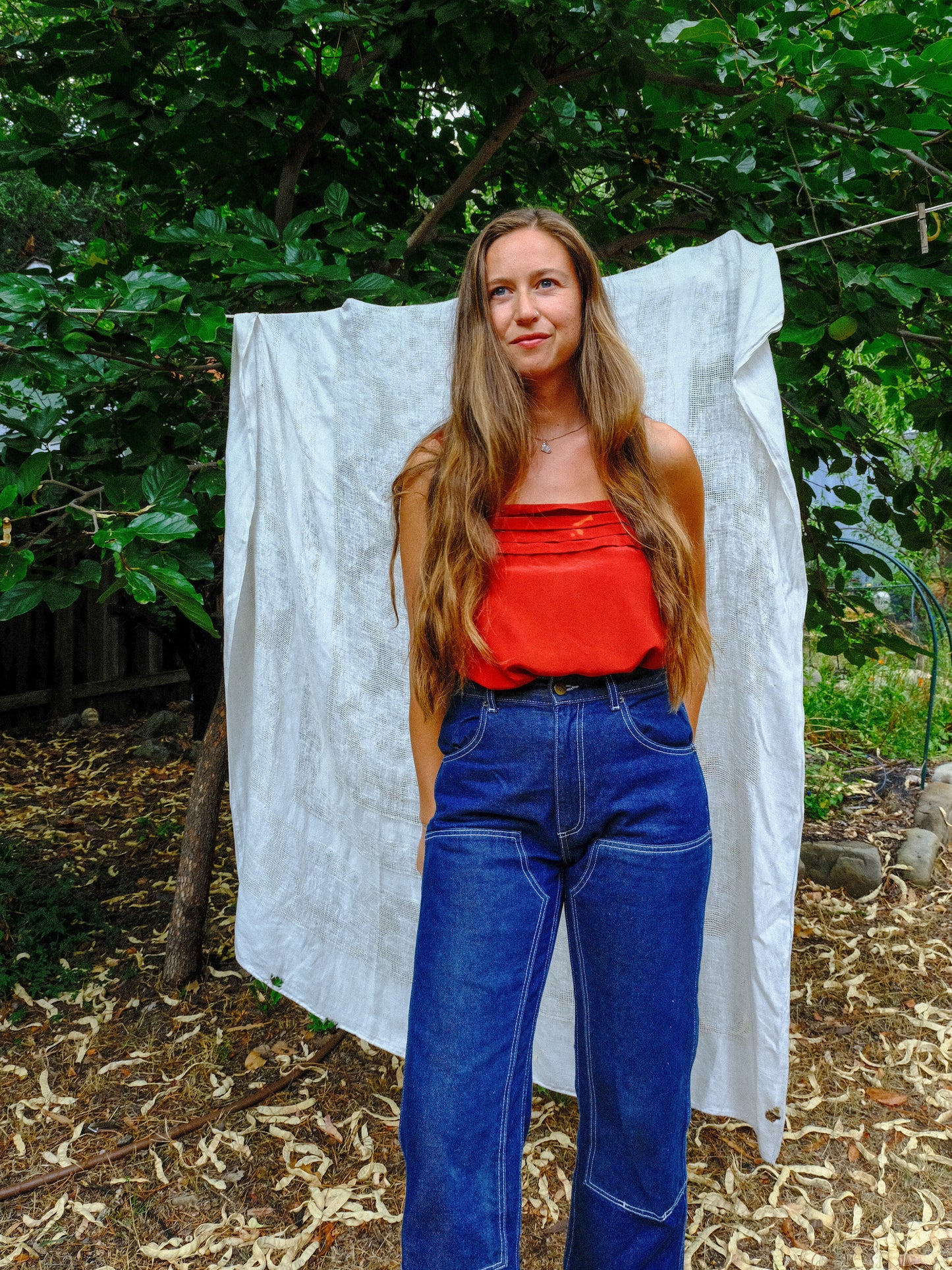 Madder Silk Pleated Tank Blouse