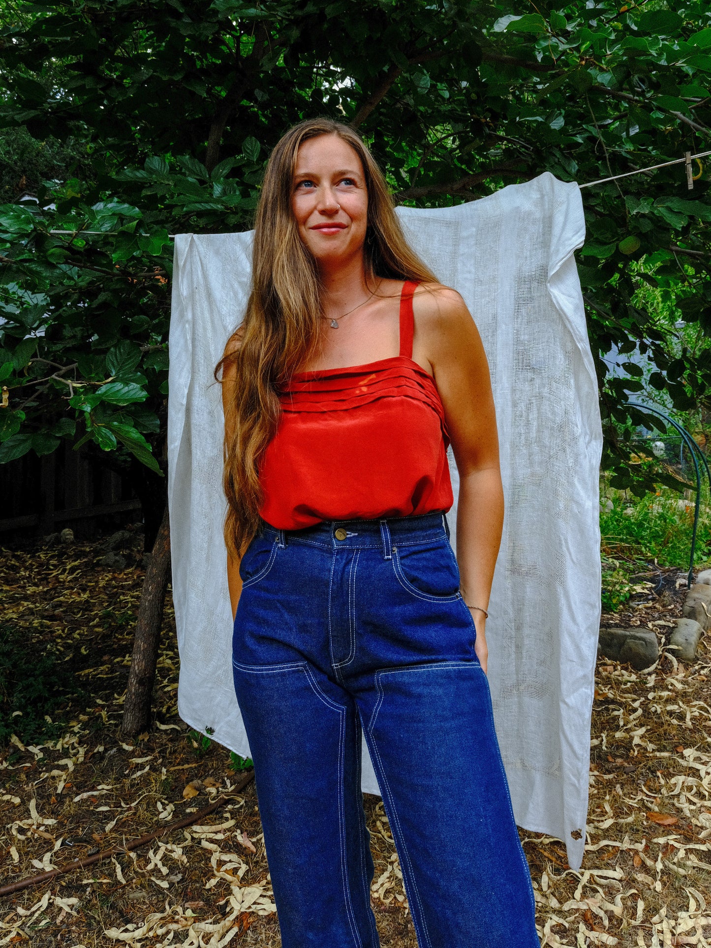 Madder Silk Pleated Tank Blouse