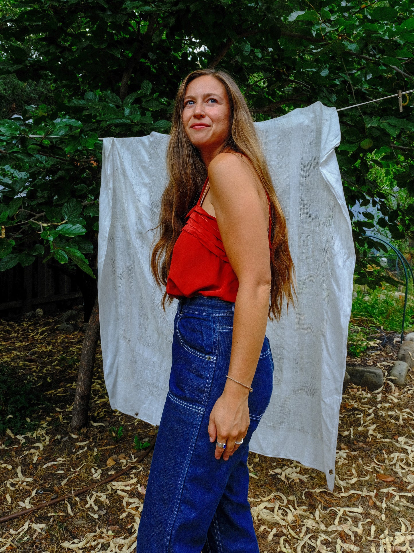 Madder Silk Pleated Tank Blouse