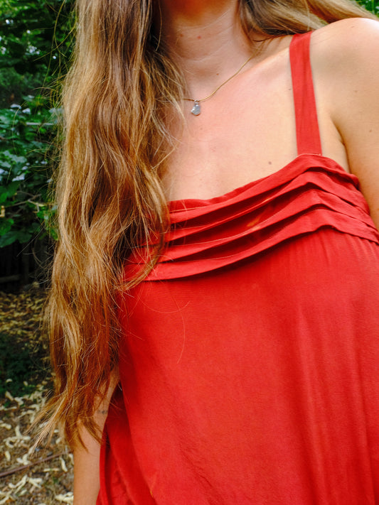 Madder Silk Pleated Tank Blouse