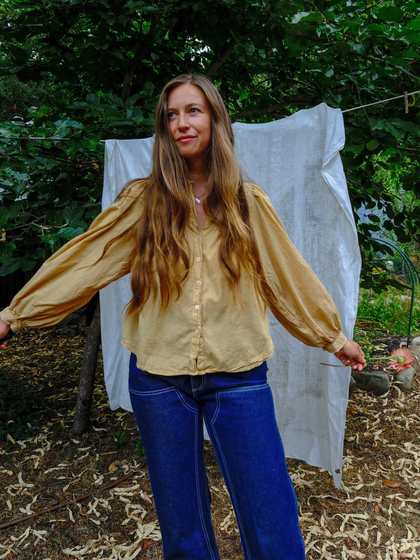 Chestnut & Marigold Cotton Button Up Blouse