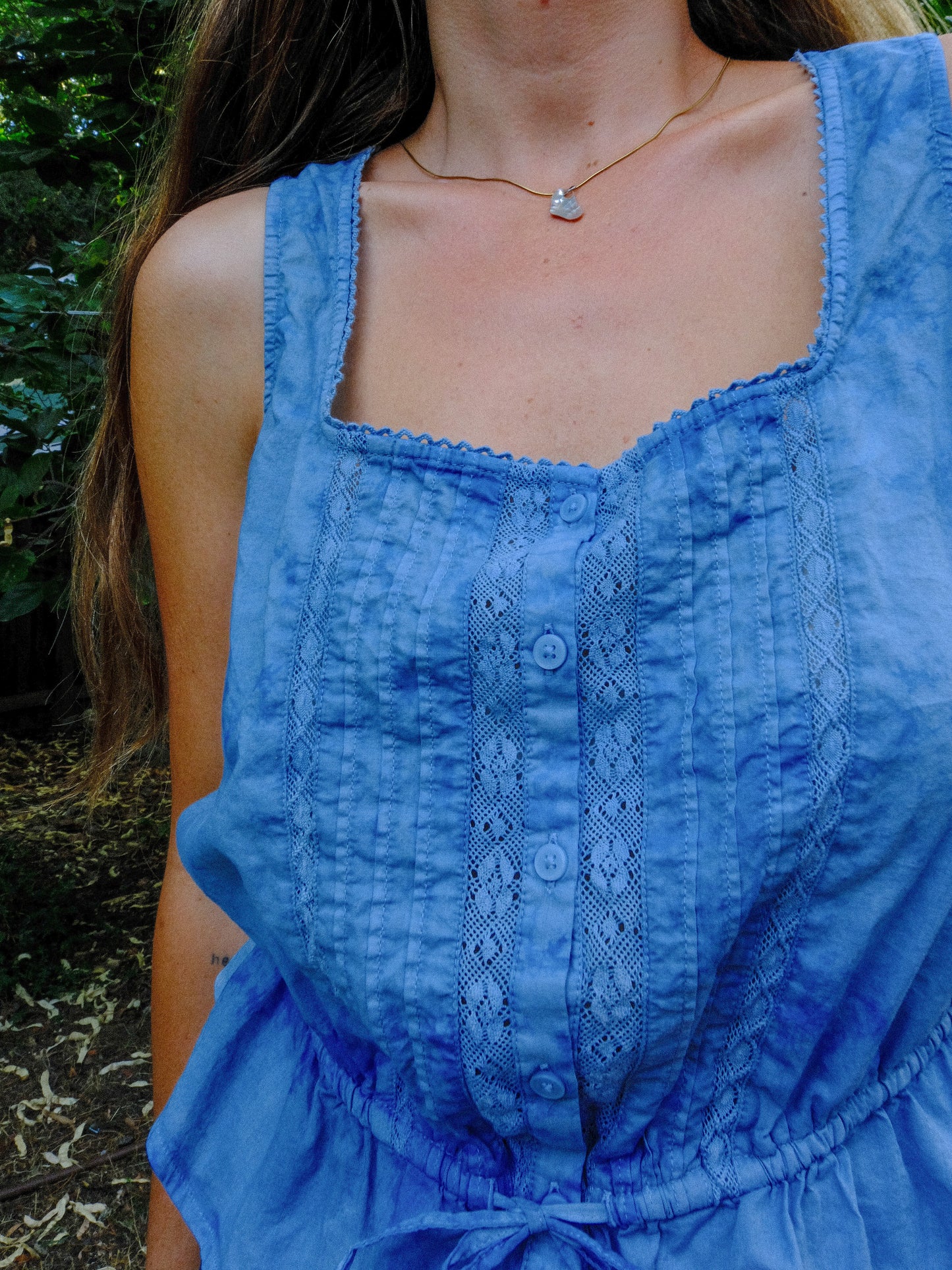 Indigo Tie-dye Peplum Blouse